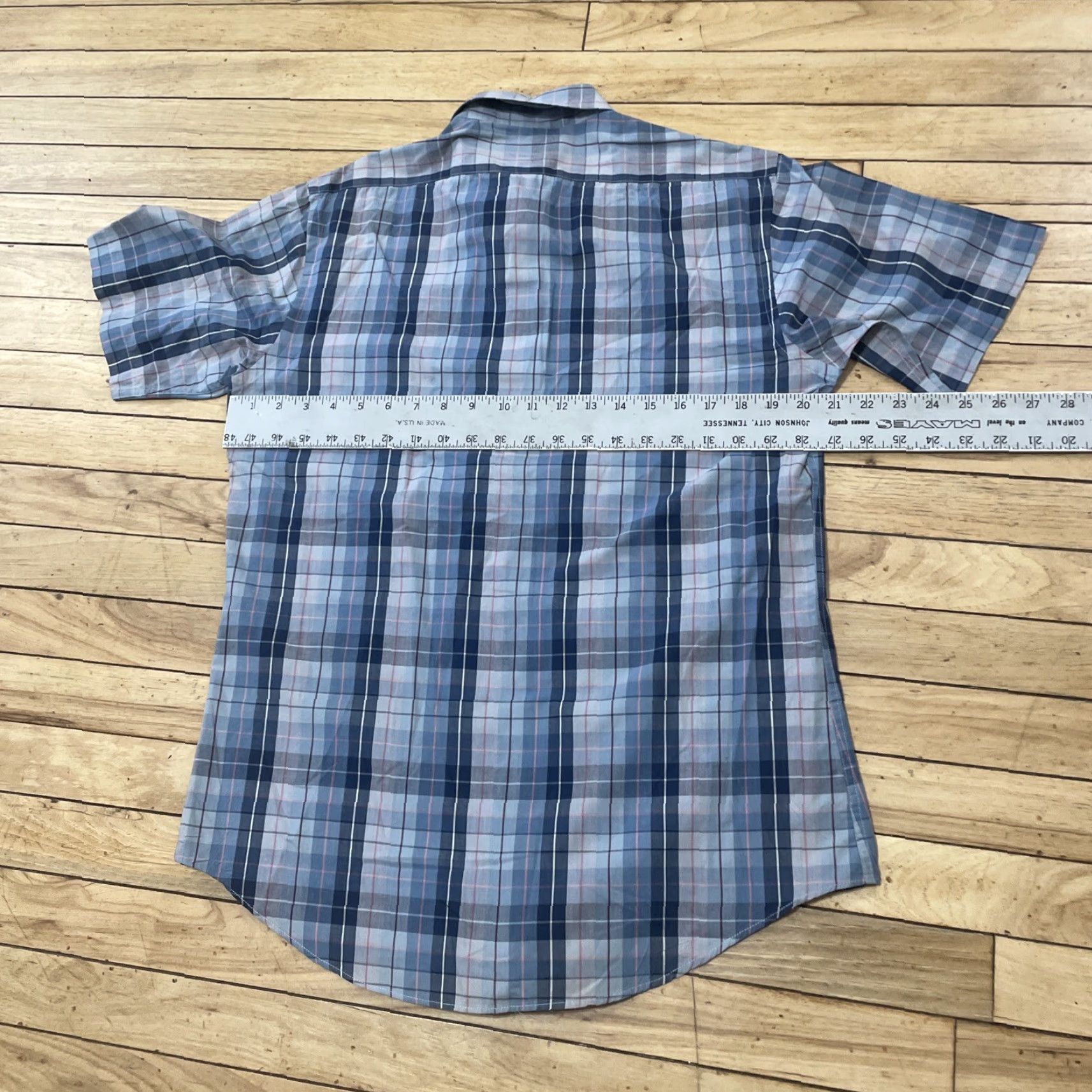 Vintage Vintage Four Winds Button Up Shirt Men M Blue Gray Plaid Short Sleeve Casual Size US M / EU 48-50 / 2 - 7 Thumbnail