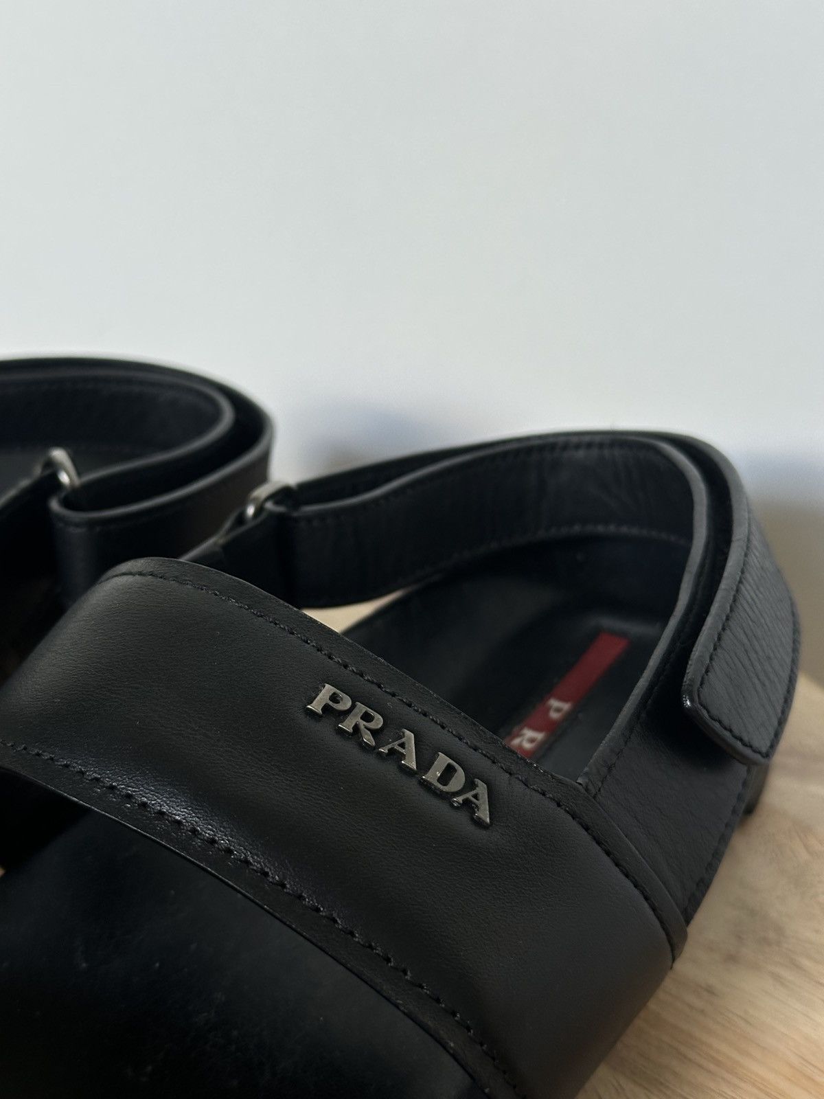 Prada Prada Leather sandals metal logo Size US 6 / IT 36 - 8 Thumbnail
