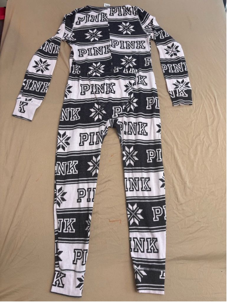 Pink Women's PINK Pajama Onesie L Pink White Black Size L / US 10 / IT 46 - 15 Thumbnail