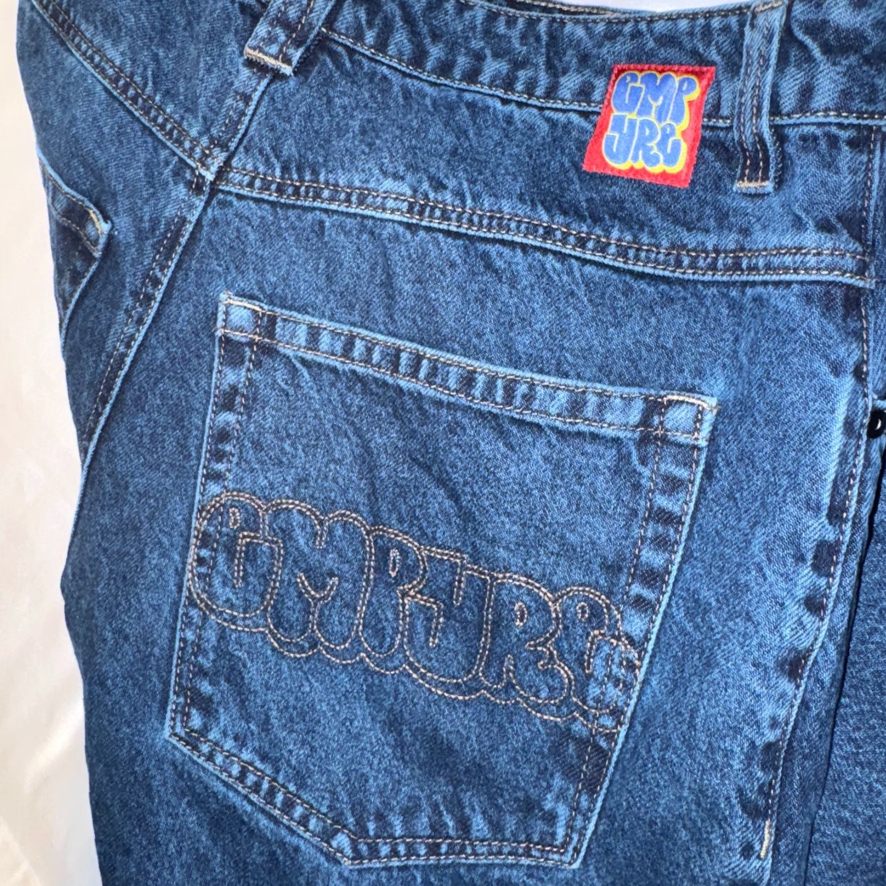 Empyre Empyre Jeans Mens 30x26 Blue Embroidered Pockets Baggy Easy Now Loose Skater Y2K Size US 30 / EU 46 - 7 Thumbnail