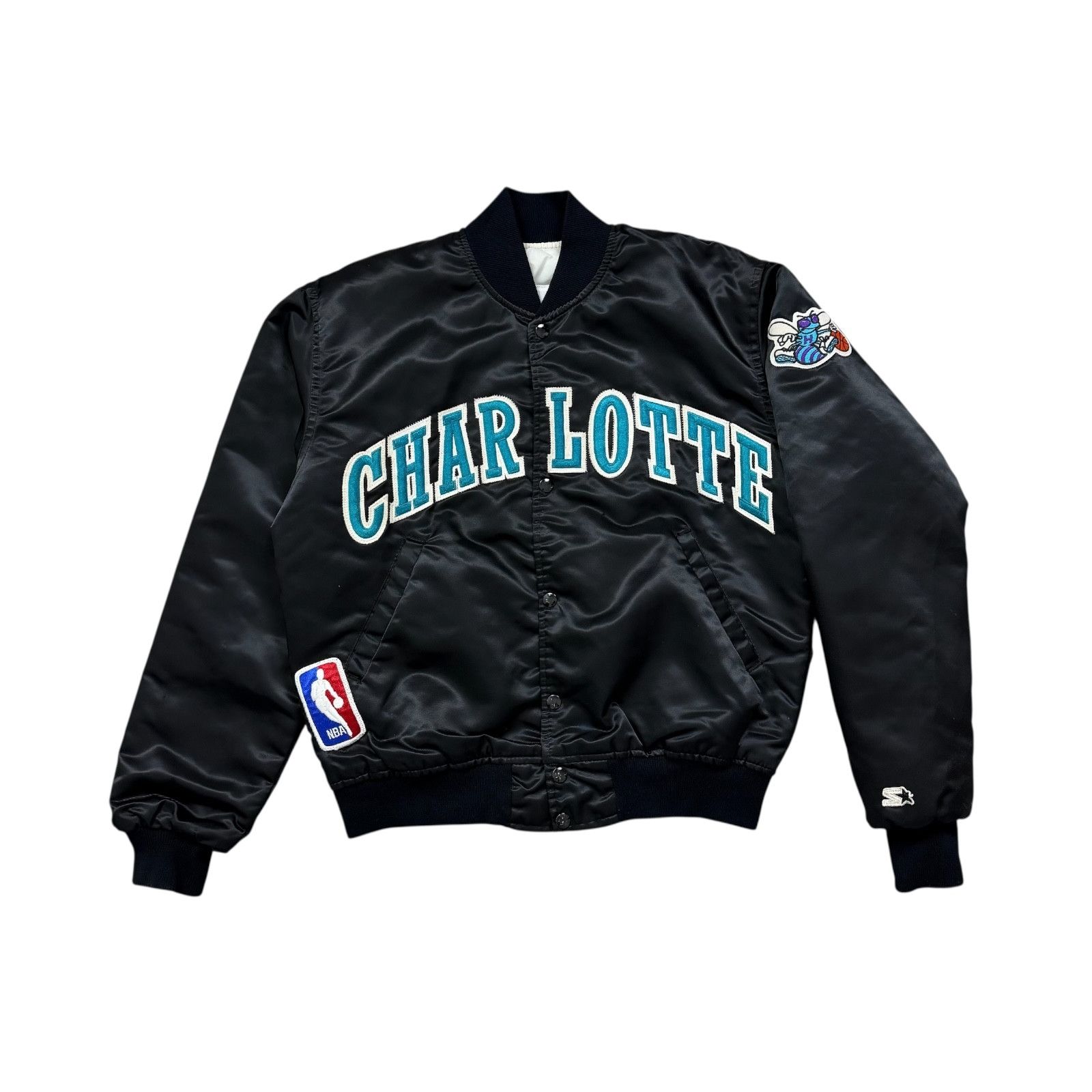 NBA VTG 90s CHARLOTTE HORNETS STARTER BOMBER SATIN JACKET Size US M / EU 48-50 / 2 - 1 Thumbnail