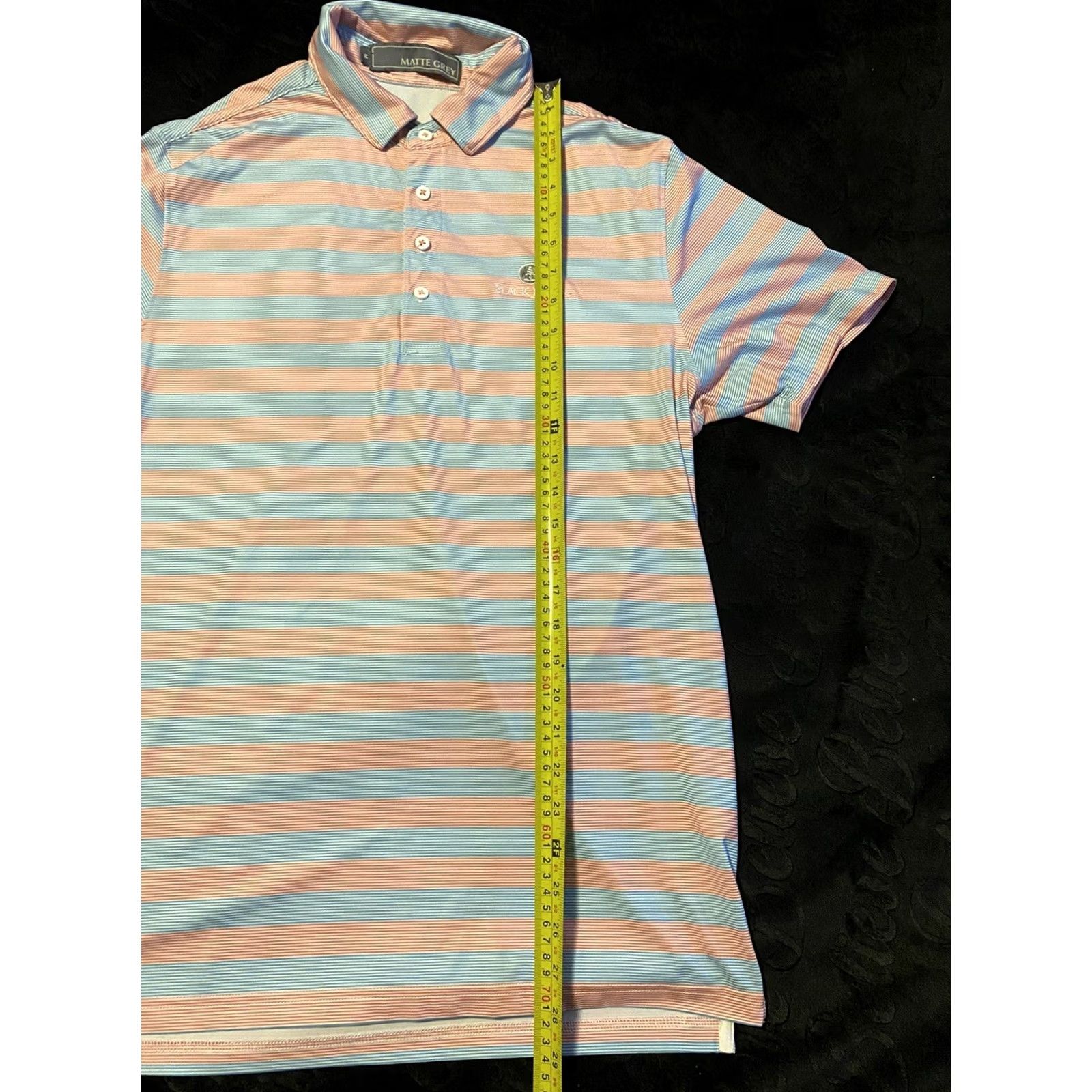 Vintage Matte Grey Polo Shirt Mens Medium Blue/Coral Stretch "Black Rock" Embroidered Size US M / EU 48-50 / 2 - 5 Thumbnail