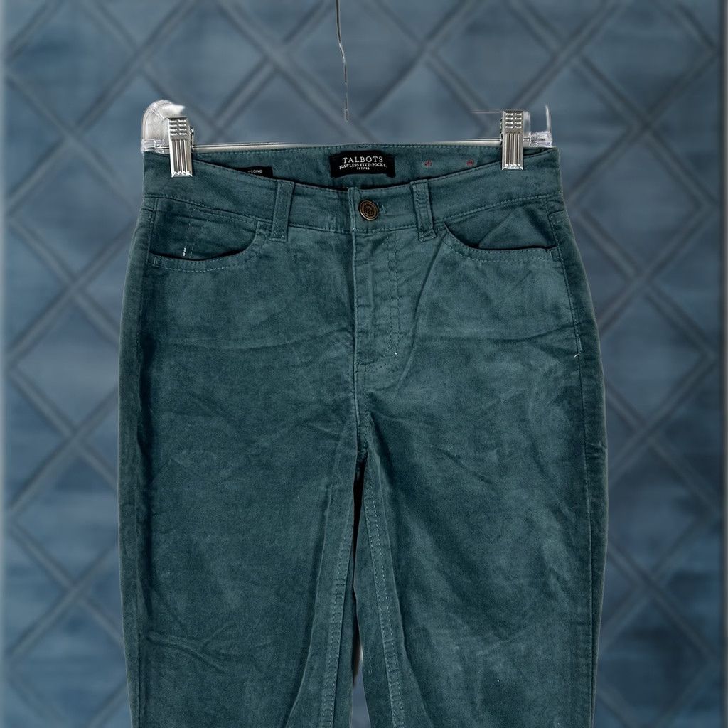 Talbots Talbots Flawless Five Pockets Jegging Pants Womens 0P Green Velour 0P Jeans Skinny Pocketed Modern Classic Slim Rise Mid Petite Size 25" / US 0 / IT 36 - 1 Thumbnail