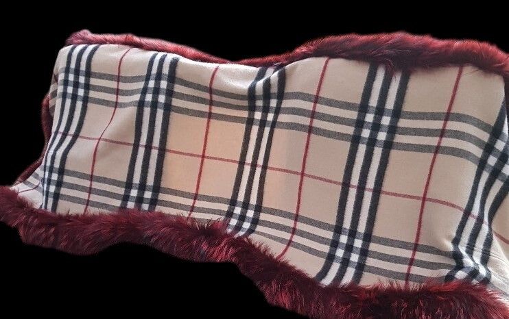 Burberry Burberry 100% Cashmere Fur Trim Scarf/Shawl Wrap Plaid Desig Size ONE SIZE - 7 Thumbnail
