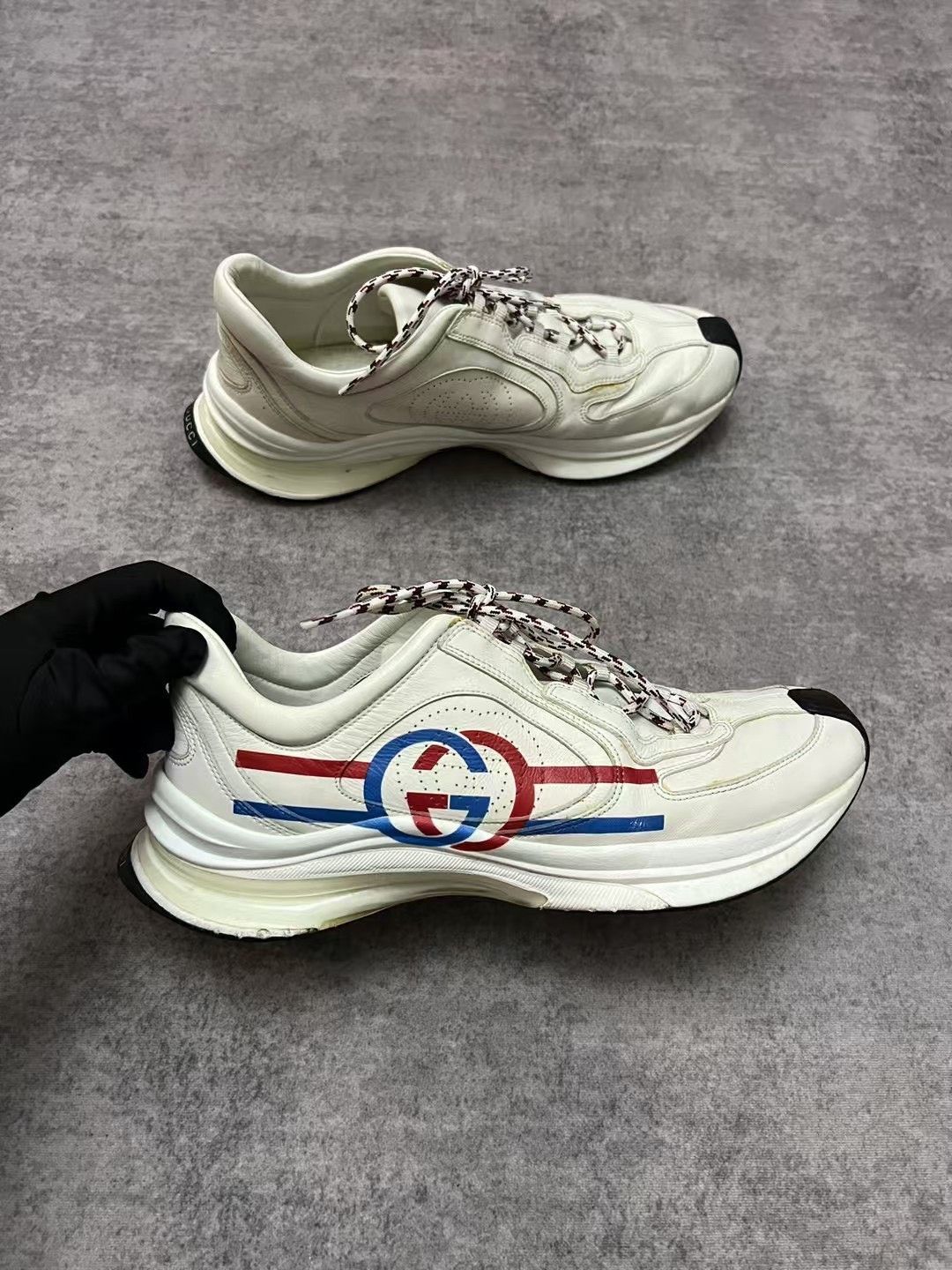Gucci Gucci new blue and red color block double G line sneakers s Size US 10.5 / EU 43-44 - 1 Thumbnail