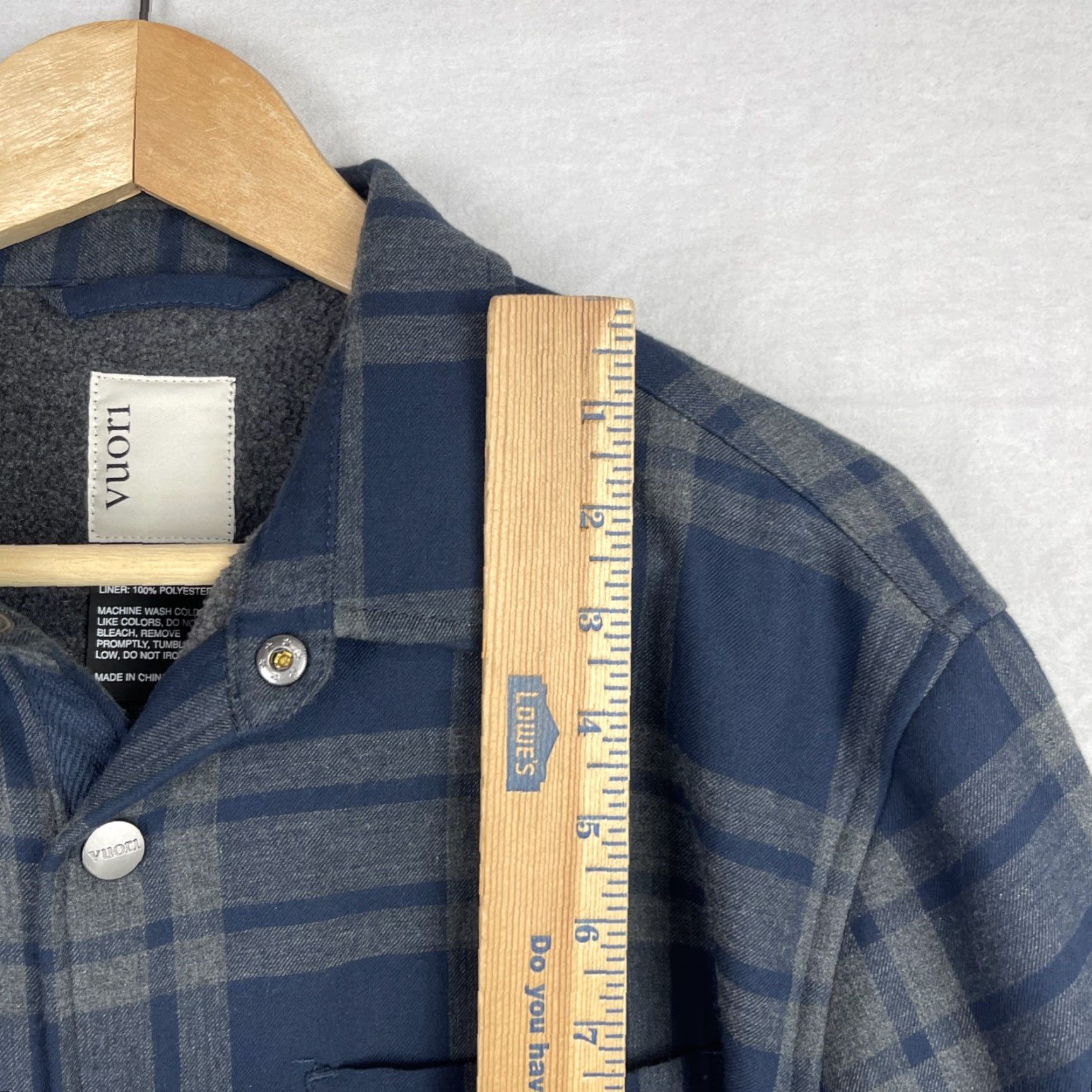 Vuori VINTAGE Vuori Range Jacket Mens Large Blue Plaid Shacket Fleece Lined Snap Size US L / EU 52-54 / 3 - 4 Thumbnail