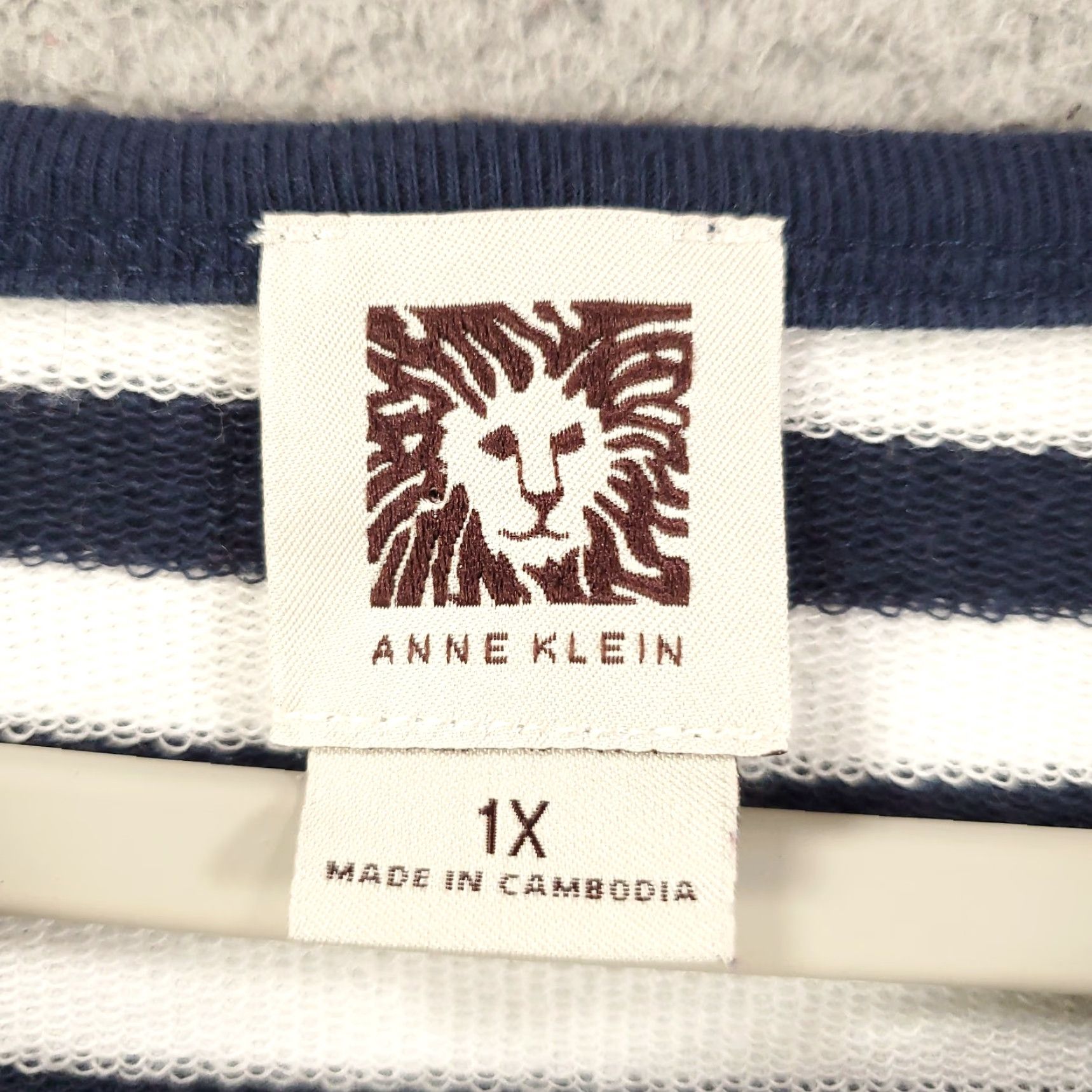 Anne Klein Anne Klein Top Womens 1X Striped Boat Neck Nautical Drawstring Hem Button Accent Size XL / US 12-14 / IT 48-50 - 5 Thumbnail