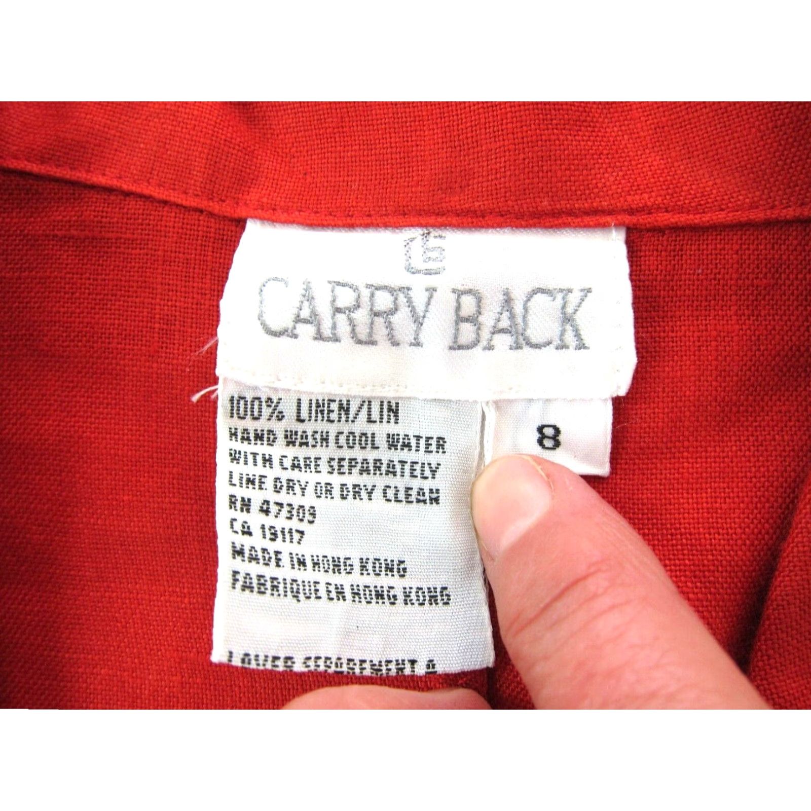 Vintage VINTAGE Carry Back 100% Linen Red Collared Button Down Short Sleeve Blouse 8 Size M / US 6-8 / IT 42-44 - 3 Thumbnail