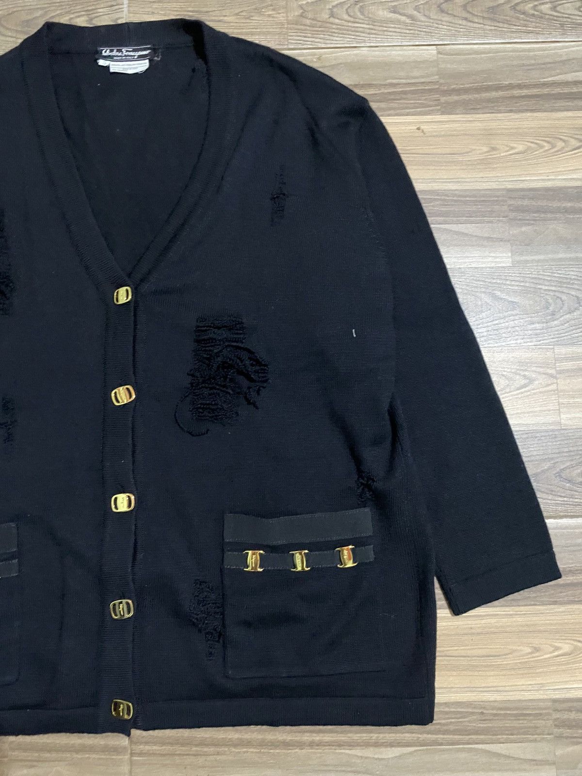 Designer × Salvatore Ferragamo × Vintage SALVATORE FERRAGAMO CARDIGAN DISTRESSED Size S / US 4 / IT 40 - 3 Thumbnail