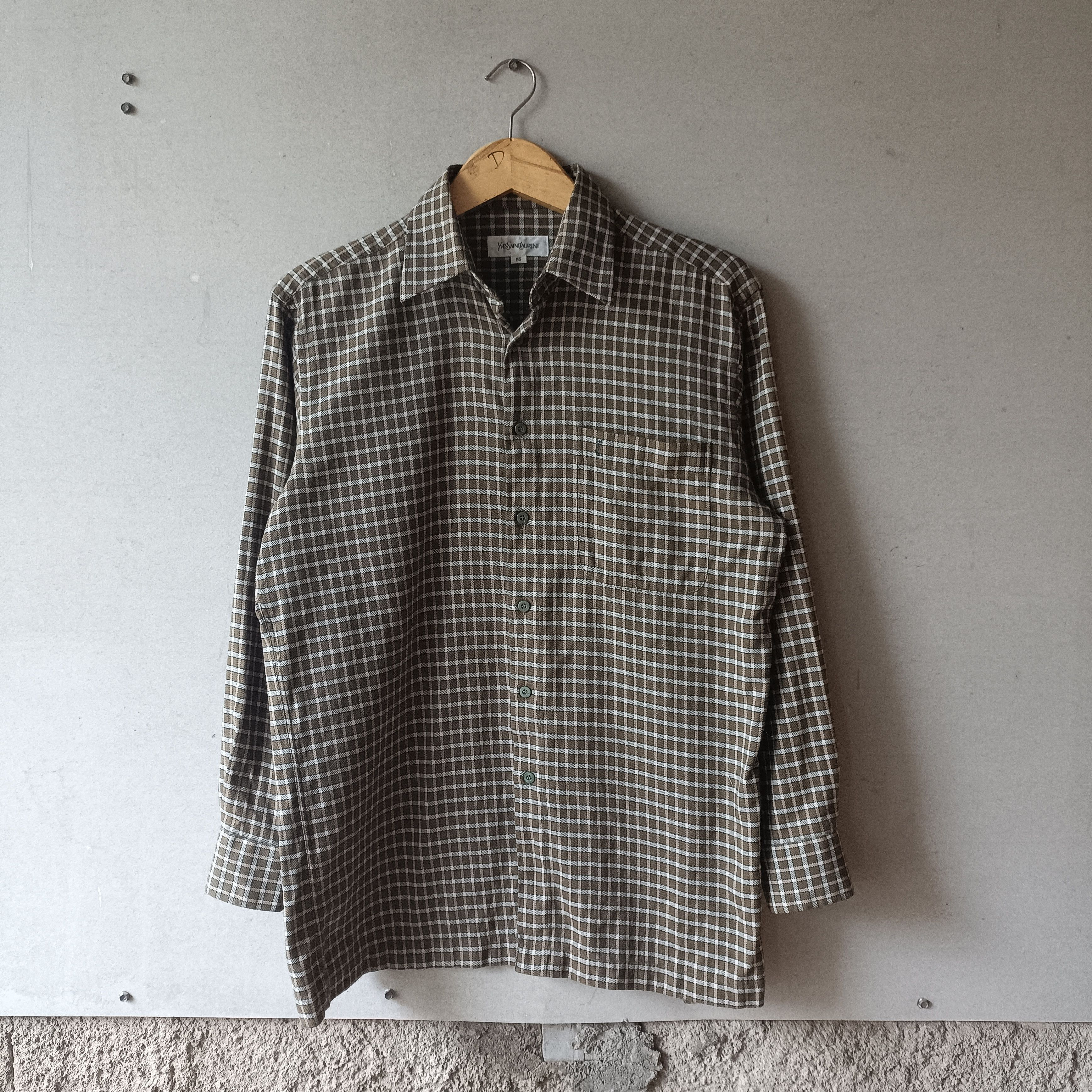 Yves Saint Laurent Vtg Yves Saint Laurent Checkered Plaid flannel Shirt Size US M / EU 48-50 / 2 - 1 Thumbnail