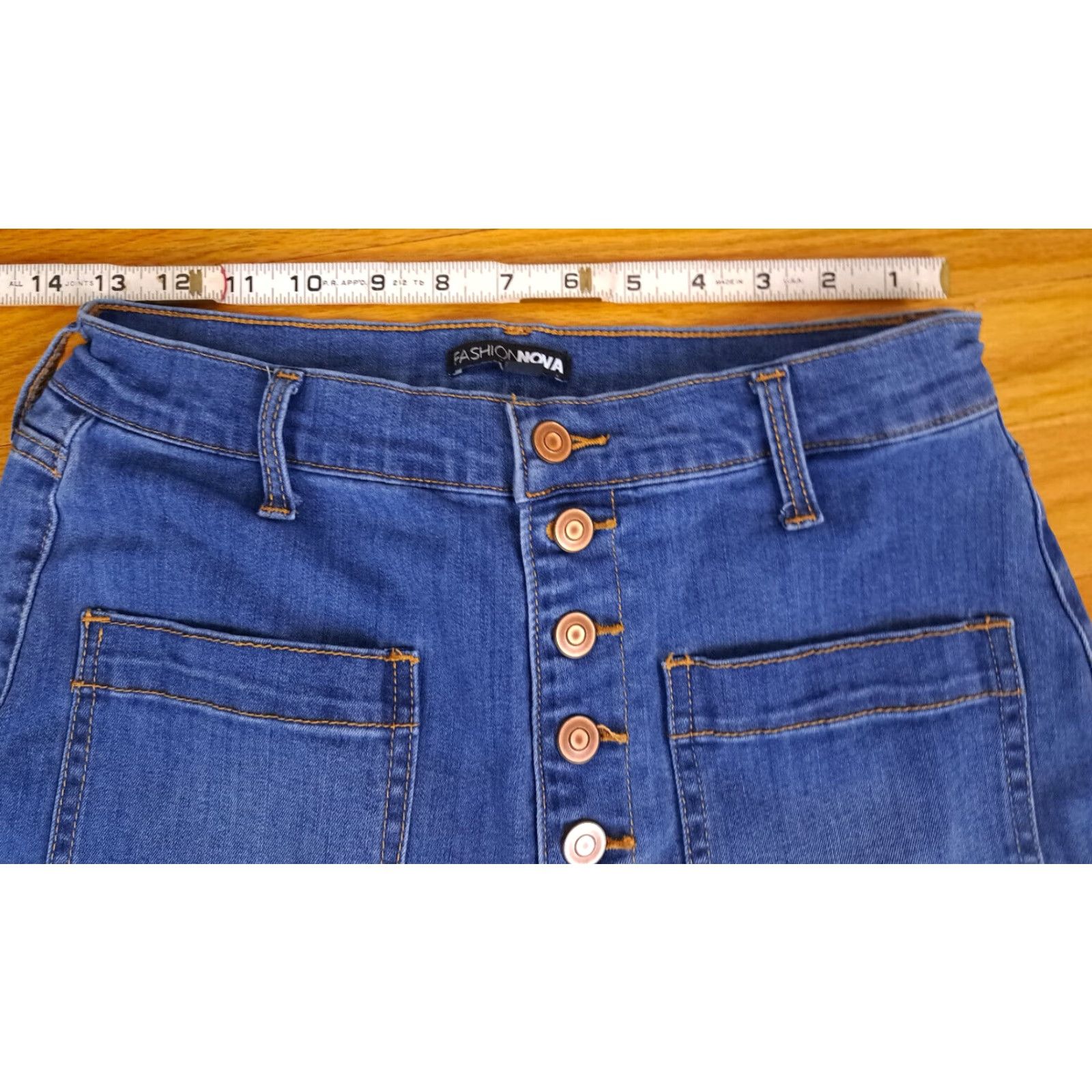 Fashion Nova Fashion Nova Jeans Woman Flared Denim Button Fly 26 in 30 in Blue 11/30 Regular Women’s Size 32" / US 10 / IT 46 - 3 Thumbnail