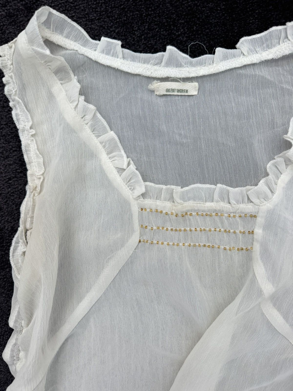 Vintage White singlet with brown and tie up detailing Size S / US 4 / IT 40 - 4 Thumbnail