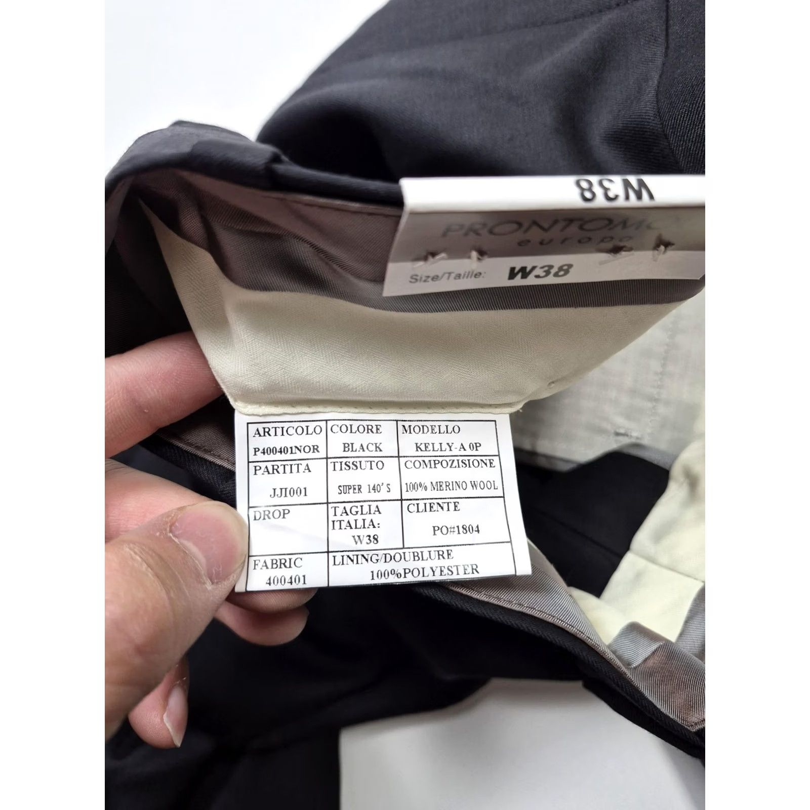 Pronto Uomo Prontomoda Dress Pants Mens 38x36 Black Wool Super 140s Flat Front Unhemmed NWT Dress Pants Mens 38 Black Wool Size US 38 / EU 54 - 4 Thumbnail