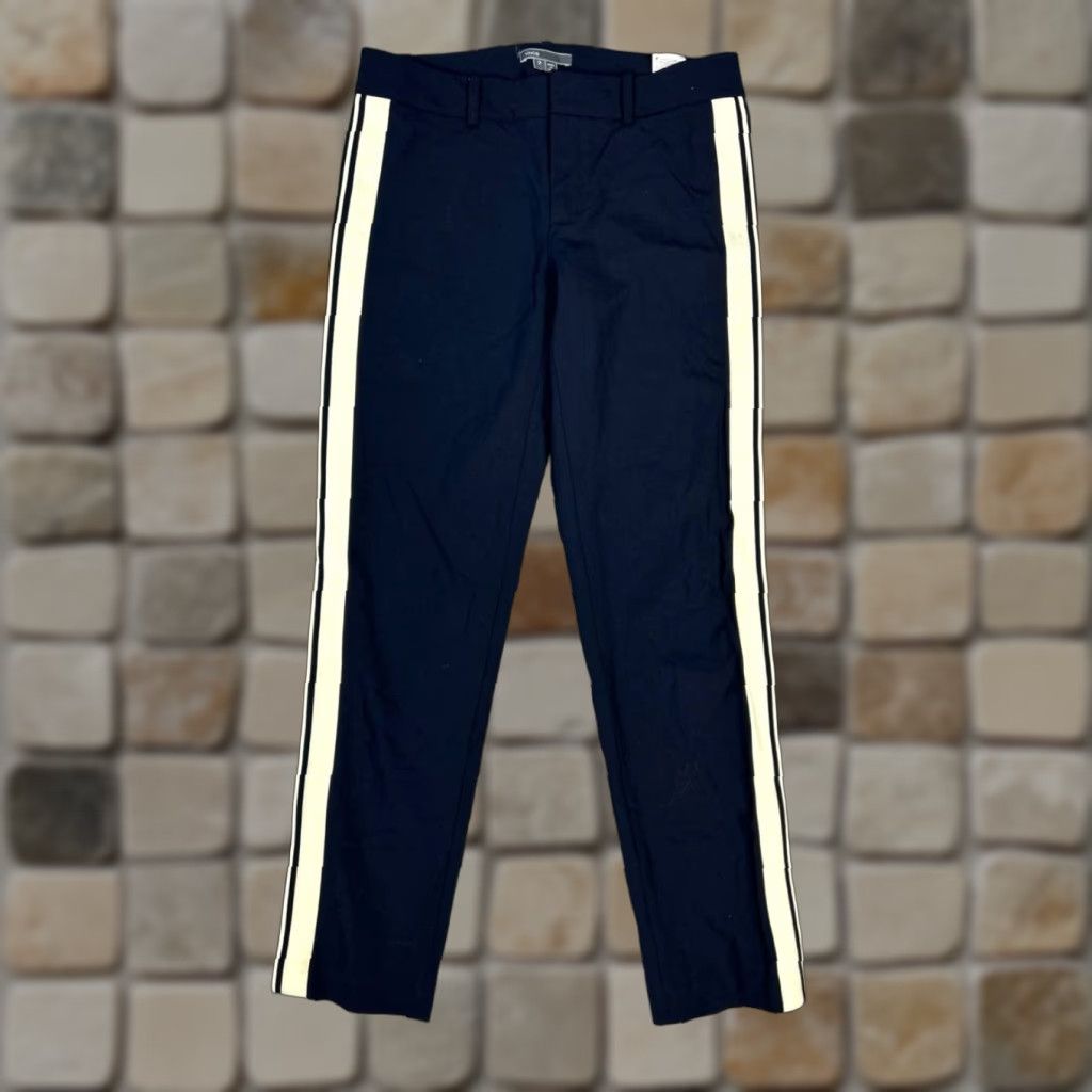 Vince Vince Women's Pants Ankle Blue Wool Stretch Side Stripe Mid Rise Straight Leg Size 26" / US 2 / IT 38 - 1 Thumbnail