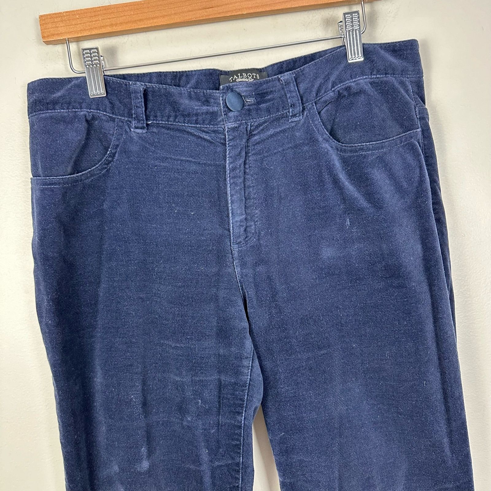Other Talbots Boot Cut Blue Velvet Trousers Slacks Dress Pants 8 Size 30" / US 8 / IT 44 - 4 Thumbnail