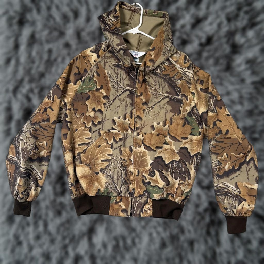 Vintage VINTAGE WestArk Jacket Mens L Brown Camo Hooded Bomber Full Zip USA 90s Nature Outdoor Camouflage Size US L / EU 52-54 / 3 - 1 Thumbnail