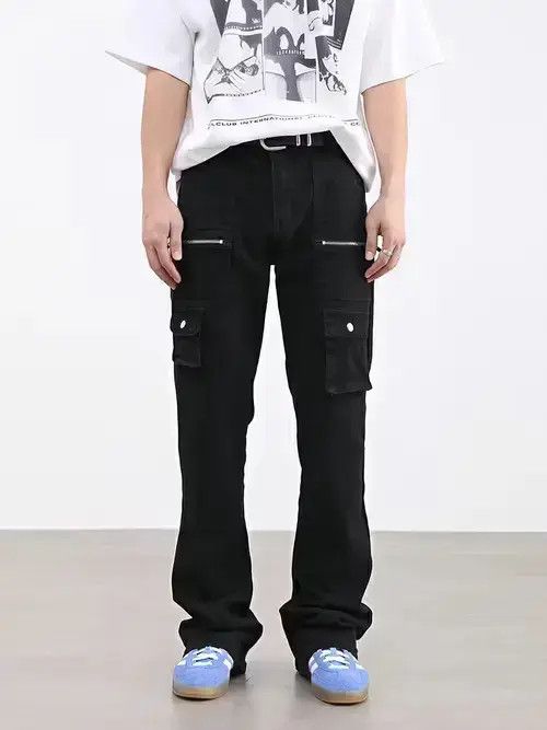 Designer × Vintage punk zipper flared cargo pants Size US 32 / EU 48 - 4 Thumbnail