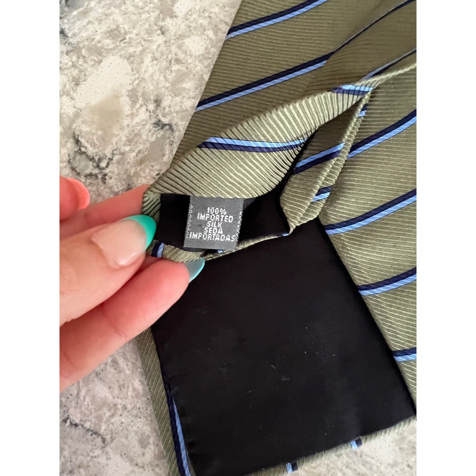 Vintage Claybrooke Men's 100% Imported Silk Neck Tie Green Blue Size ONE SIZE - 4 Thumbnail