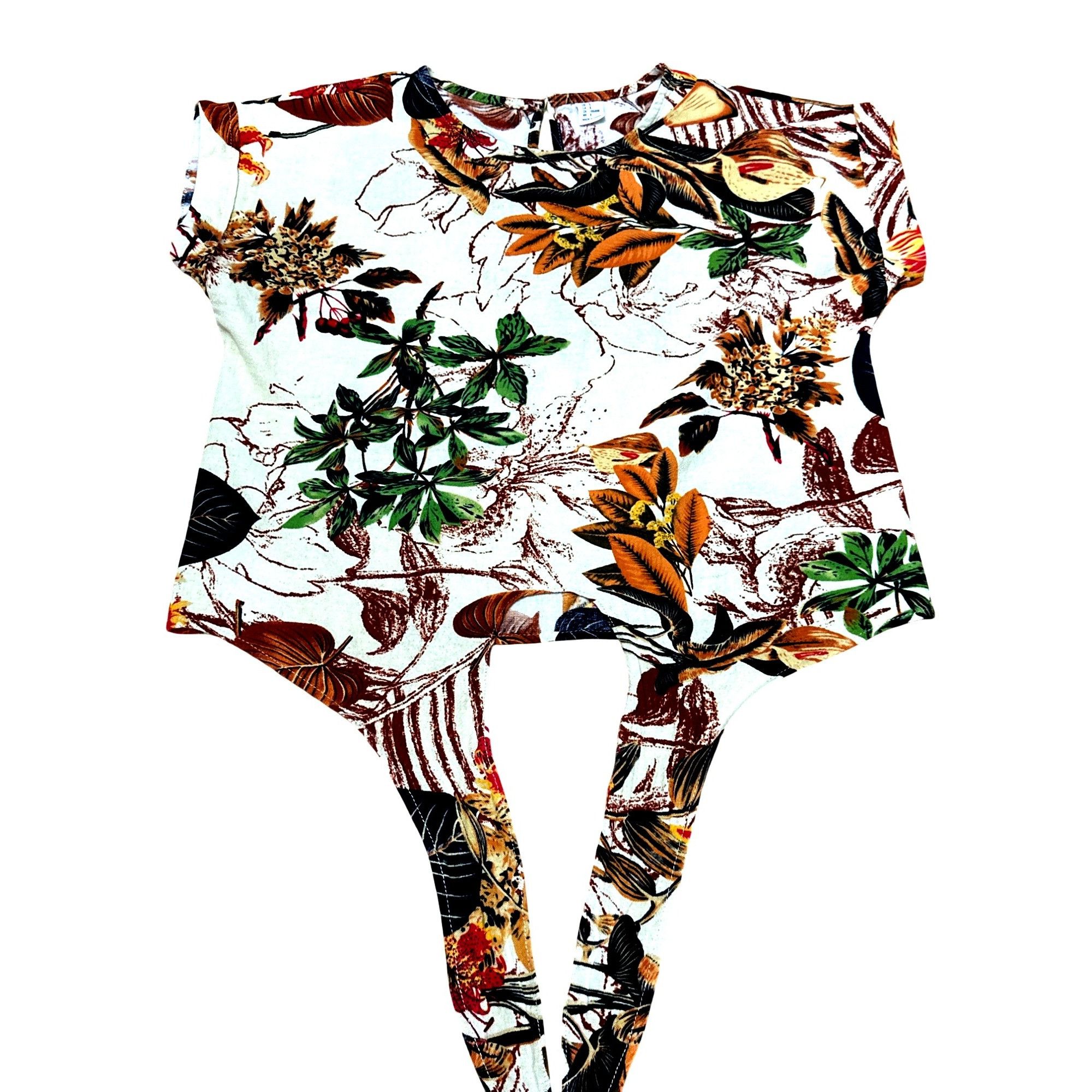 Other CCC Vintage Inspired Cotton Floral Tie Front Crop Top Leafy Size S / US 4 / IT 40 - 5 Thumbnail