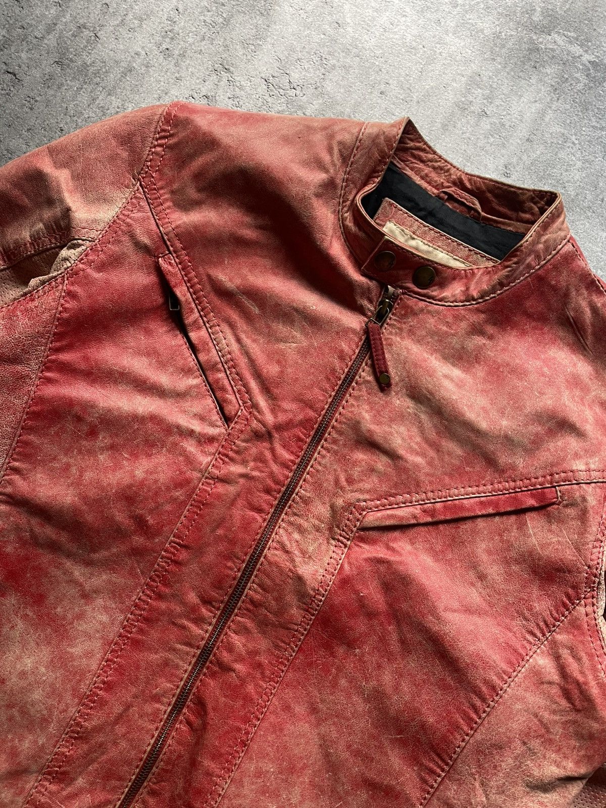 Other Vintage 90s Faded Racing Leather Washed Jacket Size US M / EU 48-50 / 2 - 3 Thumbnail