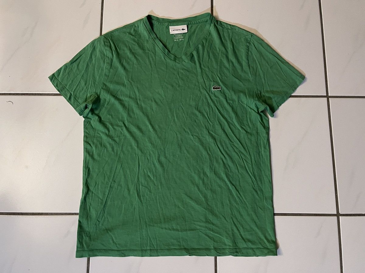 Lacoste Lacoste Men T-Shirt Green Medium Crocodile Logo V Neck Tee Size US M / EU 48-50 / 2 - 1 Thumbnail