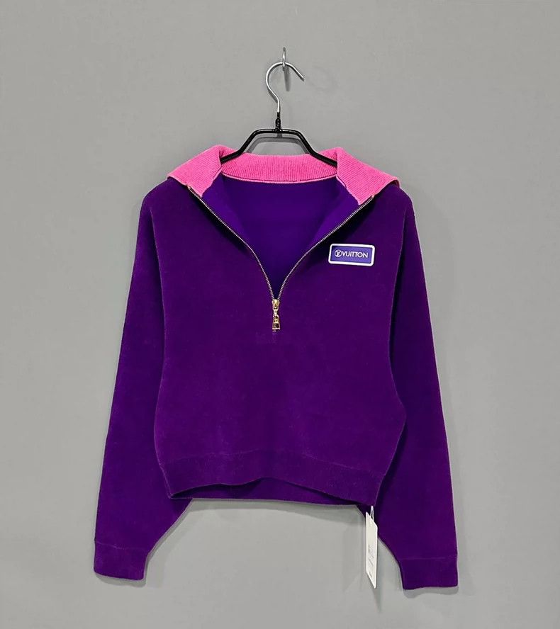 Louis Vuitton purple half-zip sweatshirt with pink collar-dmc Size US M / EU 48-50 / 2 - 1 Thumbnail