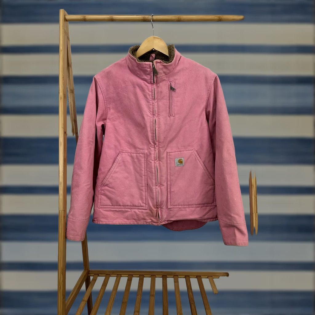 Carhartt VINTAGE Carhartt Women's Jacket WJ022 PKR Pink Sherpa L WJ022 PKR Wood Trim? Size L / US 10 / IT 46 - 1 Thumbnail