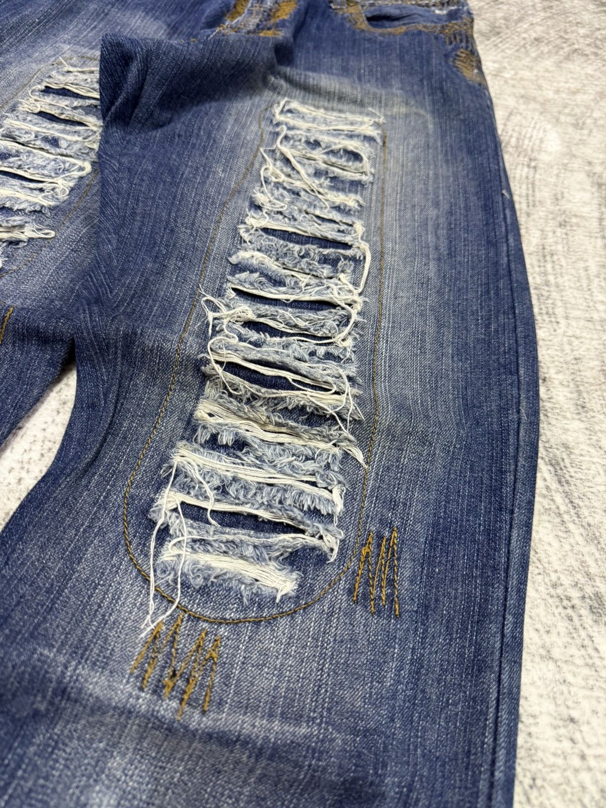 Hysteric Glamour × Japanese Brand Wild Chanel Destroyed Repaired Heavy Stitched Jeans Size US 30 / EU 46 - 8 Thumbnail
