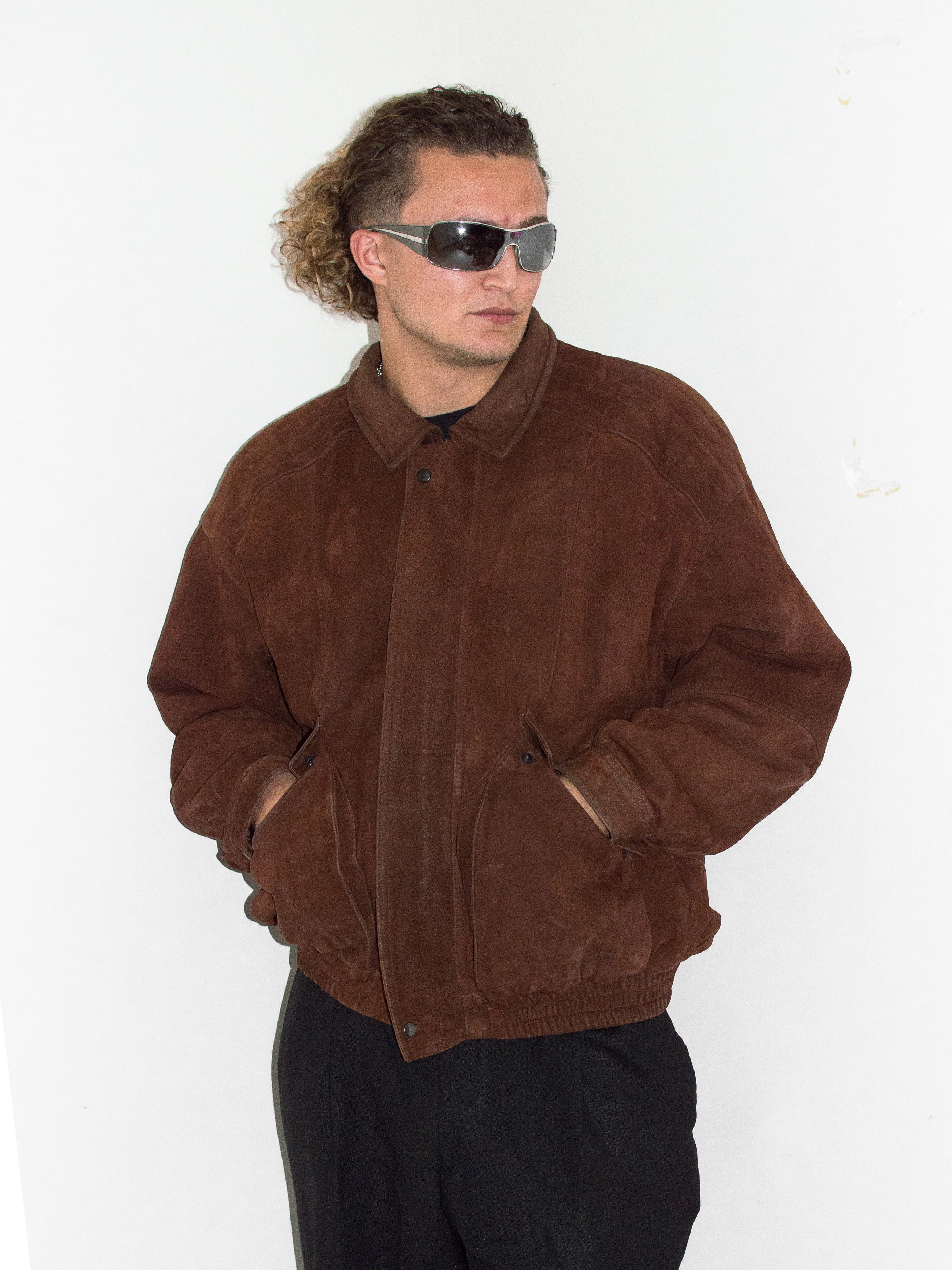 Japanese Brand Vintage 90s Oversize Khaki Brown Real Leather Jacketb Size US XL / EU 56 / 4 - 2 Thumbnail
