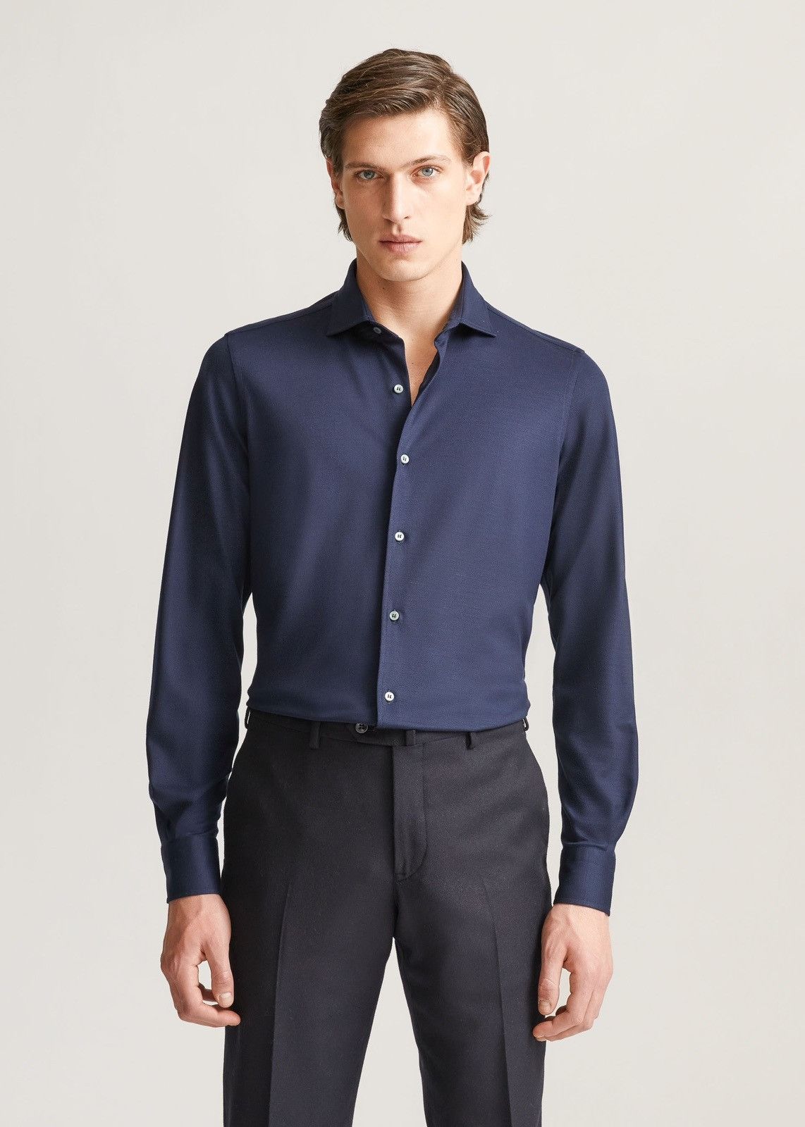 image of Loro Piana O1Loc1C0124 Soft, Clean-Lined Shirt In Blue, Men's (Size XL)