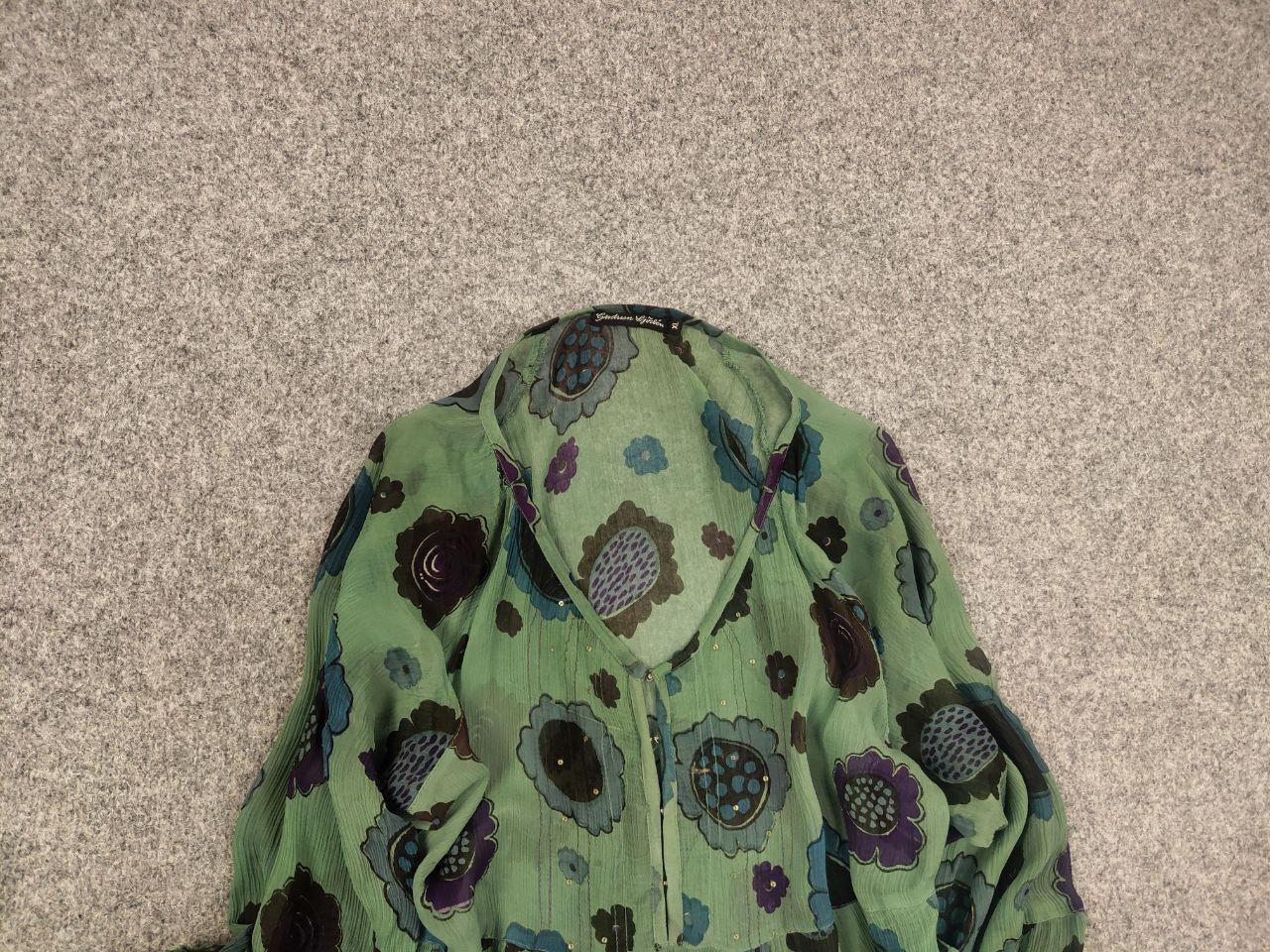 Gudrun Sjoden Gudrun Sjödén Floral print green Light blouse tunic Size XL / US 12-14 / IT 48-50 - 4 Thumbnail