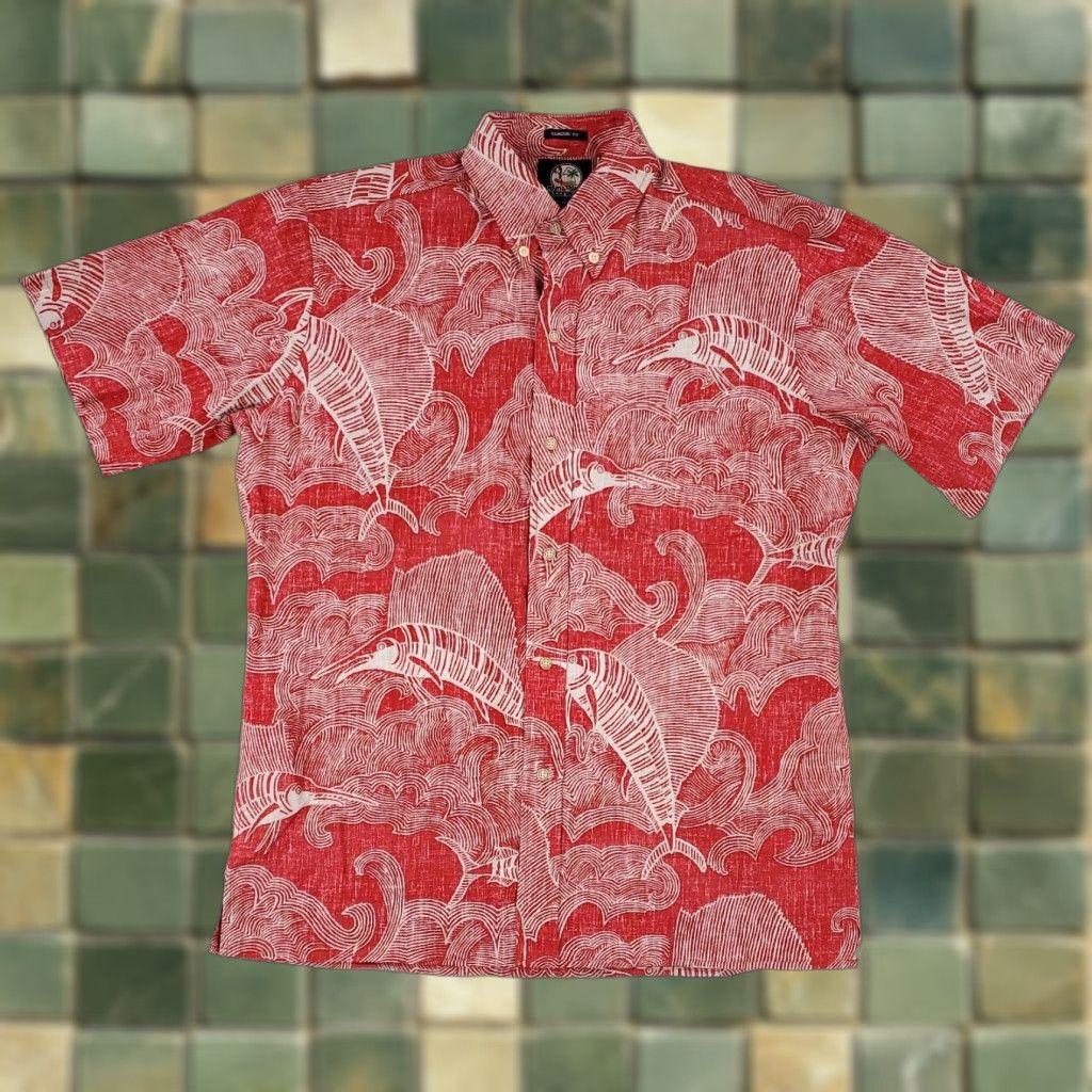 Reyn Spooner Reyn Spooner Camp Shirt Hawaiian Sailfish Red White Mens M Classic Fit Short Sleeve Button-Up Shirt Size US M / EU 48-50 / 2 - 1 Thumbnail