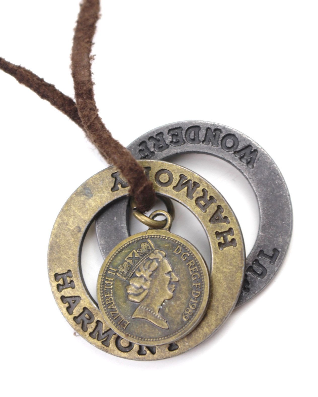 Vintage 2000S JAPANESE MADE “HARMONY & WONDERFUL” MEDALLION NECKLACE Size ONE SIZE - 3 Thumbnail