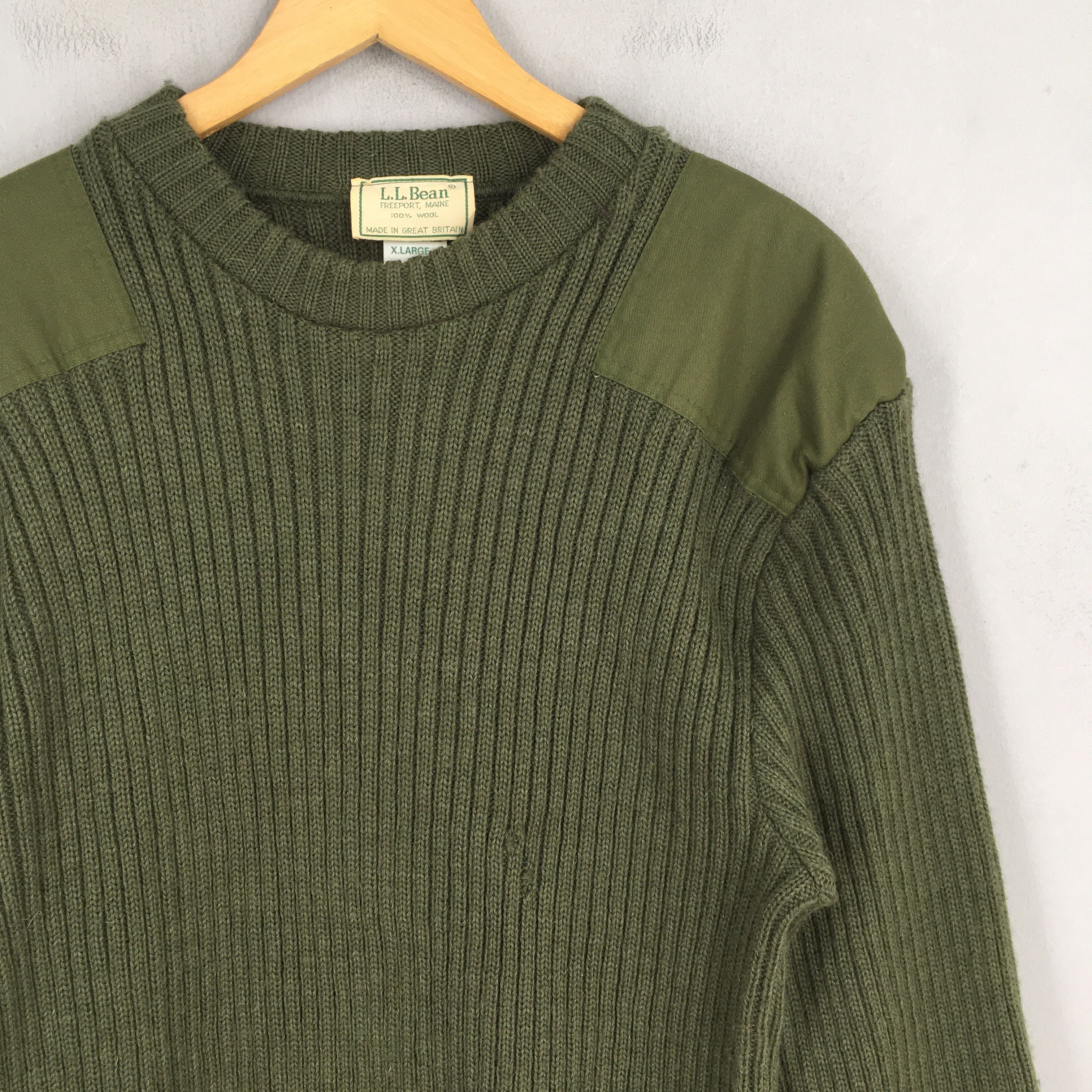 L.L. Bean Vintage 80s LL Bean Dark Green Merino Wool Sweater XLarge Size US XL / EU 56 / 4 - 2 Thumbnail