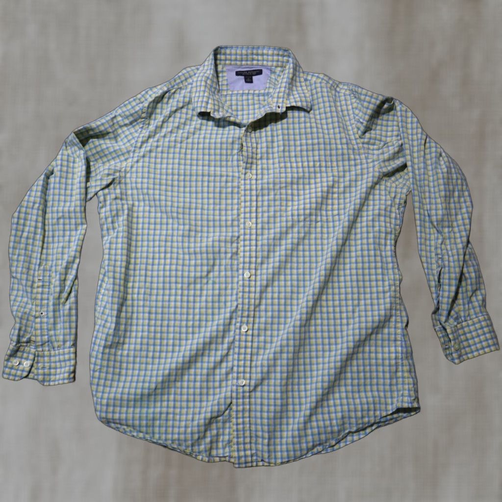 Banana Republic Banana Republic Shirt Button-Up Men Yellow Blue Plaid Multicolor Cotton Slim Long Sleeve Size 17.5 Regular Size US XXL / EU 58 / 5 - 1 Thumbnail
