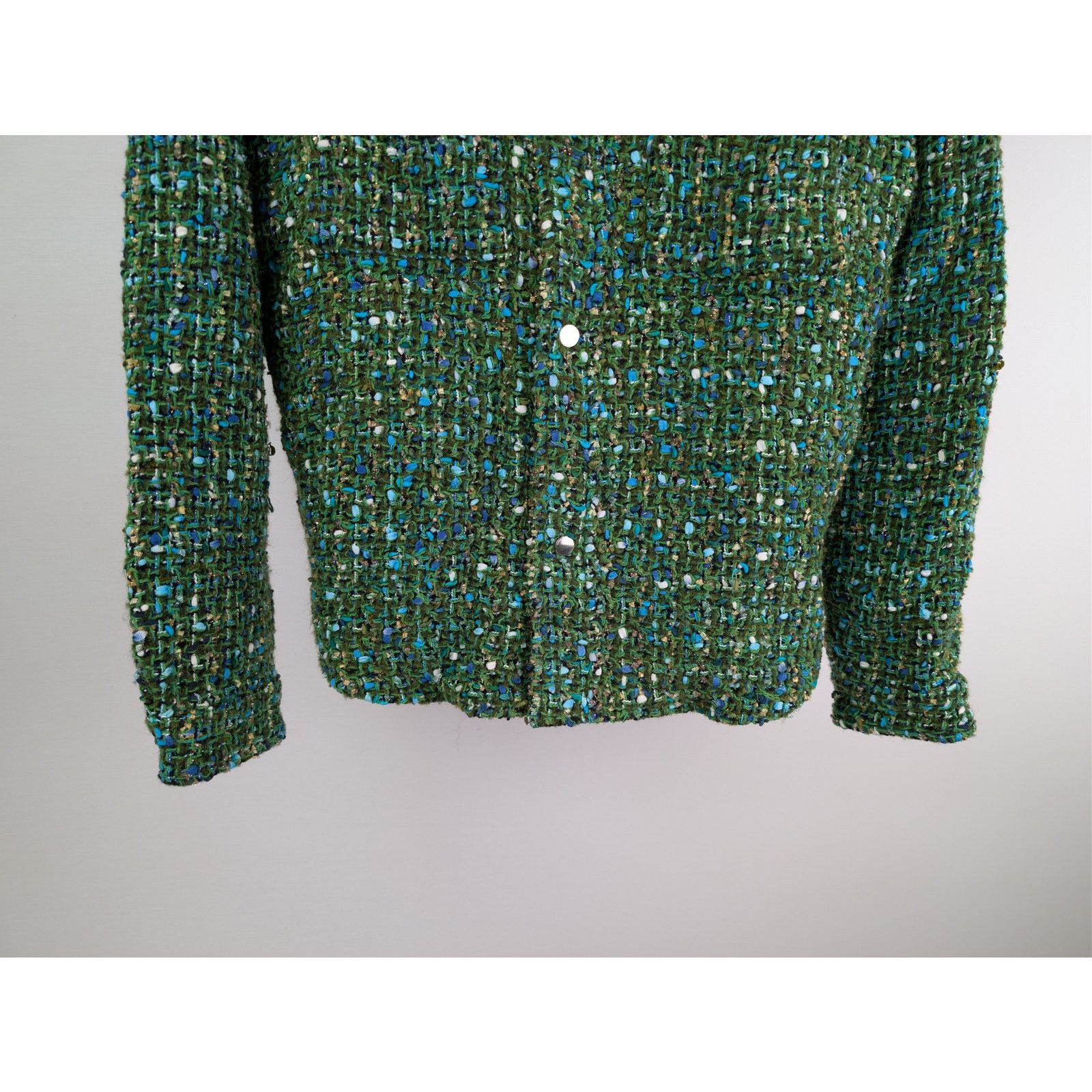 Amiri o1rshd1 Boucle Overshirt Button up Shirt in Rain Forest Size US M / EU 48-50 / 2 - 4 Thumbnail