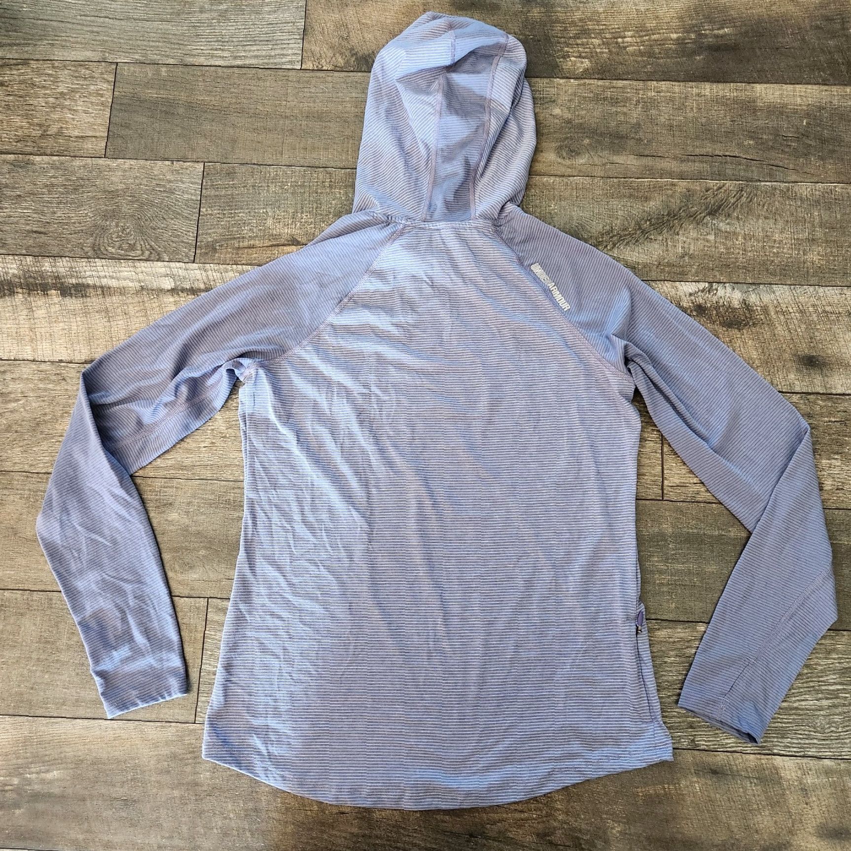Under Armour Under Armour Run Cold Gear Hoodie Women M Thumb Holes Blue Striped Pocket Hoodie Size M / US 6-8 / IT 42-44 - 5 Thumbnail