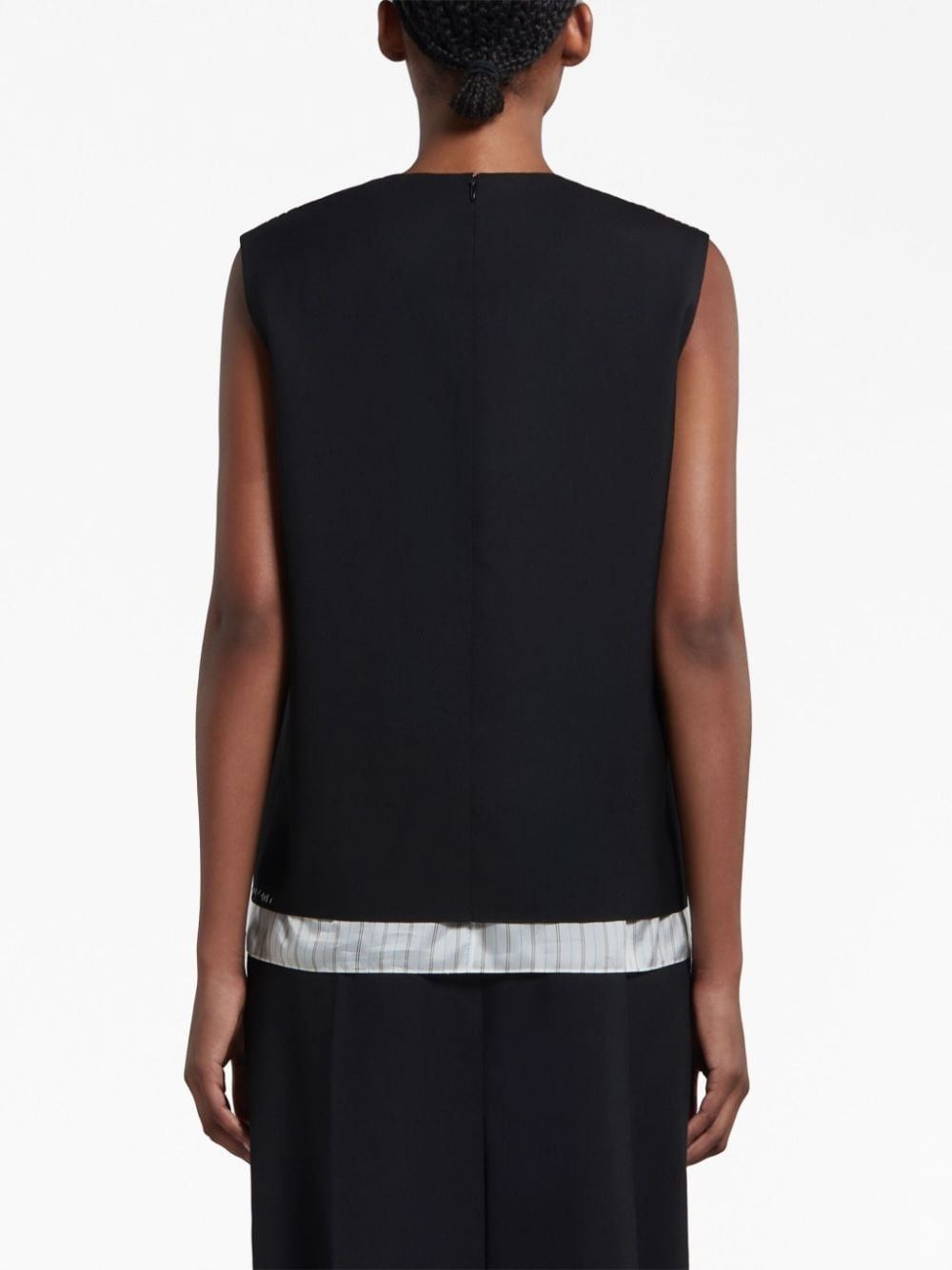 Marni oc11z0525 Stripe Detail Layered Blouse in Black Size M / US 6-8 / IT 42-44 - 4 Thumbnail