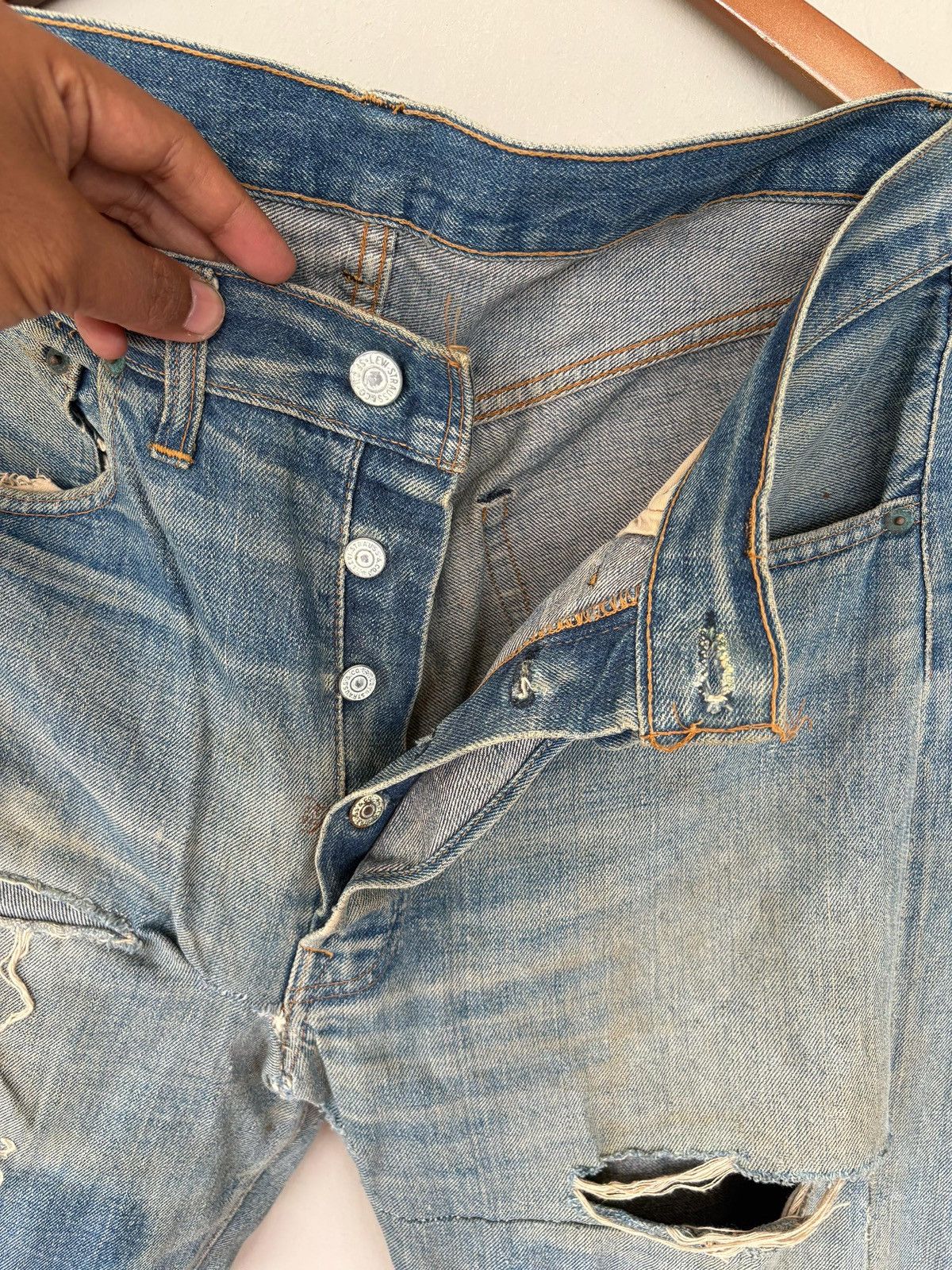 Levi's Vintage Clothing × Vintage VTG 70’s Levi’s 501 Rindem Small e Jeans Button No6 Trash Size US 32 / EU 48 - 15 Thumbnail