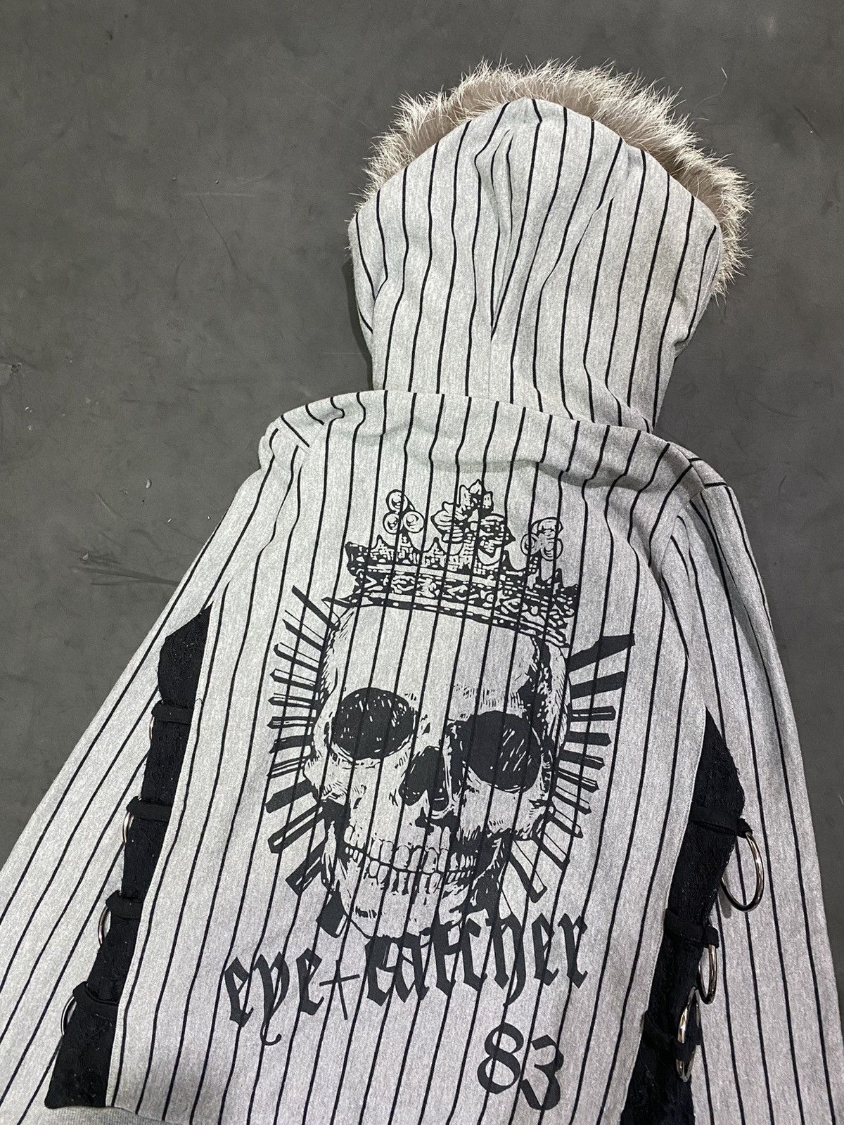 image of Beauty Beast x Hysteric Glamour Stiped Skull Furhoodie Japanese Digdeep Lgb Ifsixwasnine in Black G