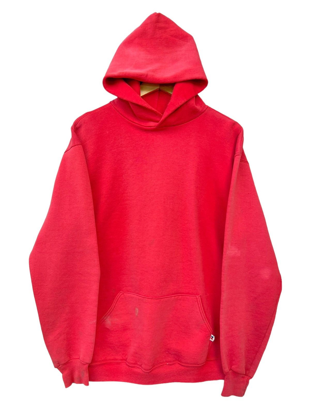 image of Distressed Denim x Russell Athletic Vintage 90's Russell Athletic Sun Faded Red Baggy Hoodie (Size 