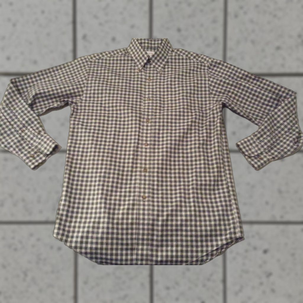 Brooks Brothers VINTAGE Brooks Brothers Shirt Plaid Mens S Black Cotton Button-Up Size 36R - 1 Thumbnail