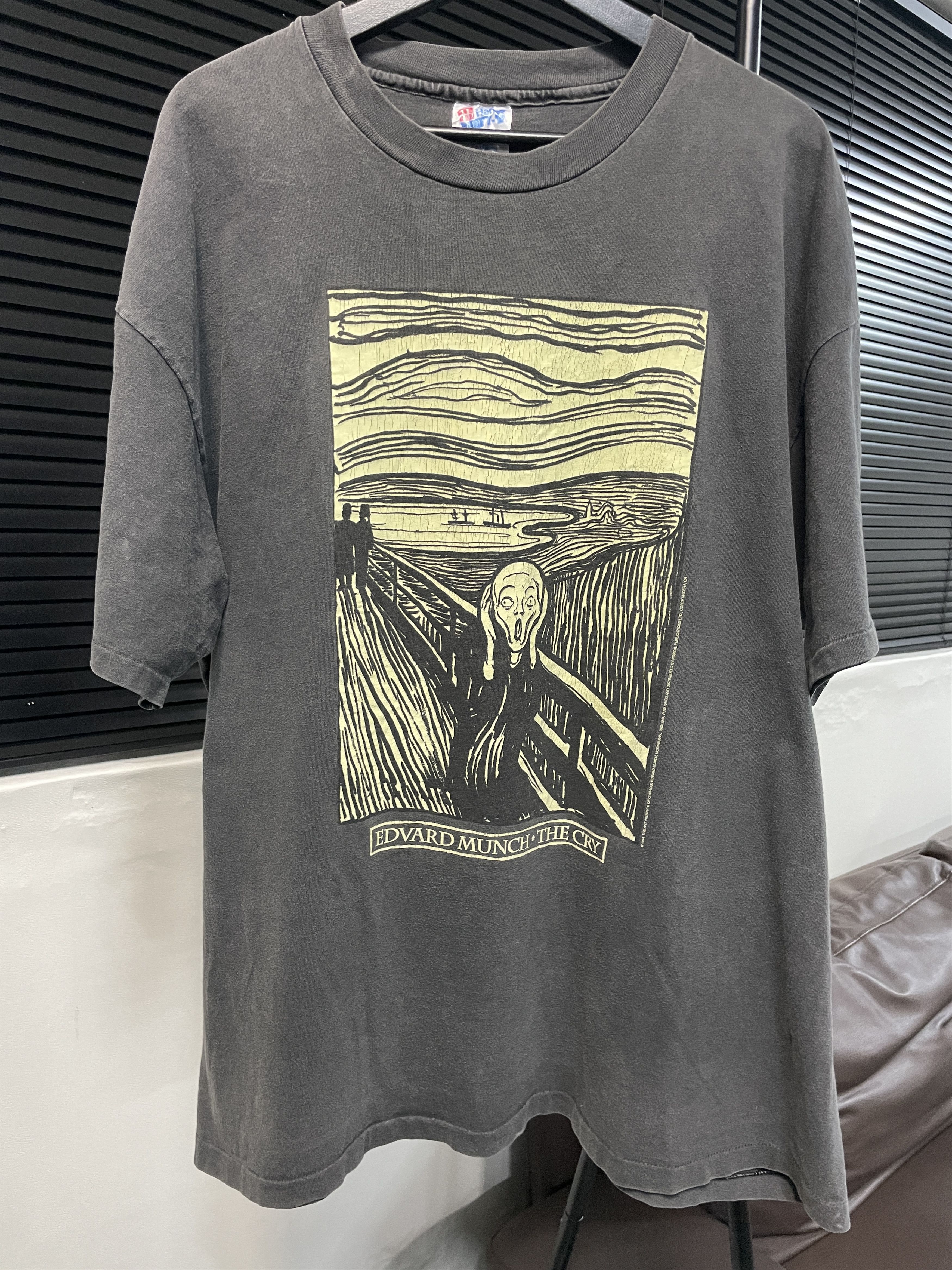 image of Art x Vintage 1994 Edvard Munch Shirt in Fade To Grey, Men's (Size 2XL)