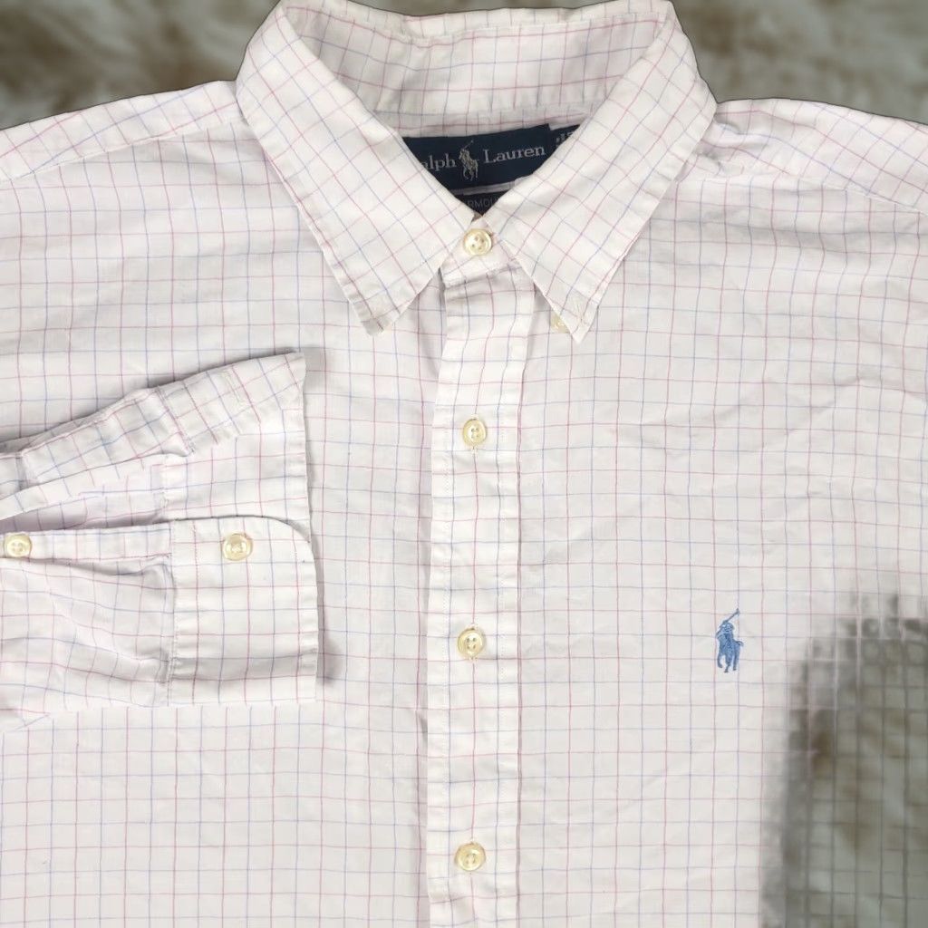 Ralph Lauren Ralph Lauren Shirt Size 16.5 White Red Blue Check Dress Button Up Long Sleeve Size 42R - 1 Thumbnail
