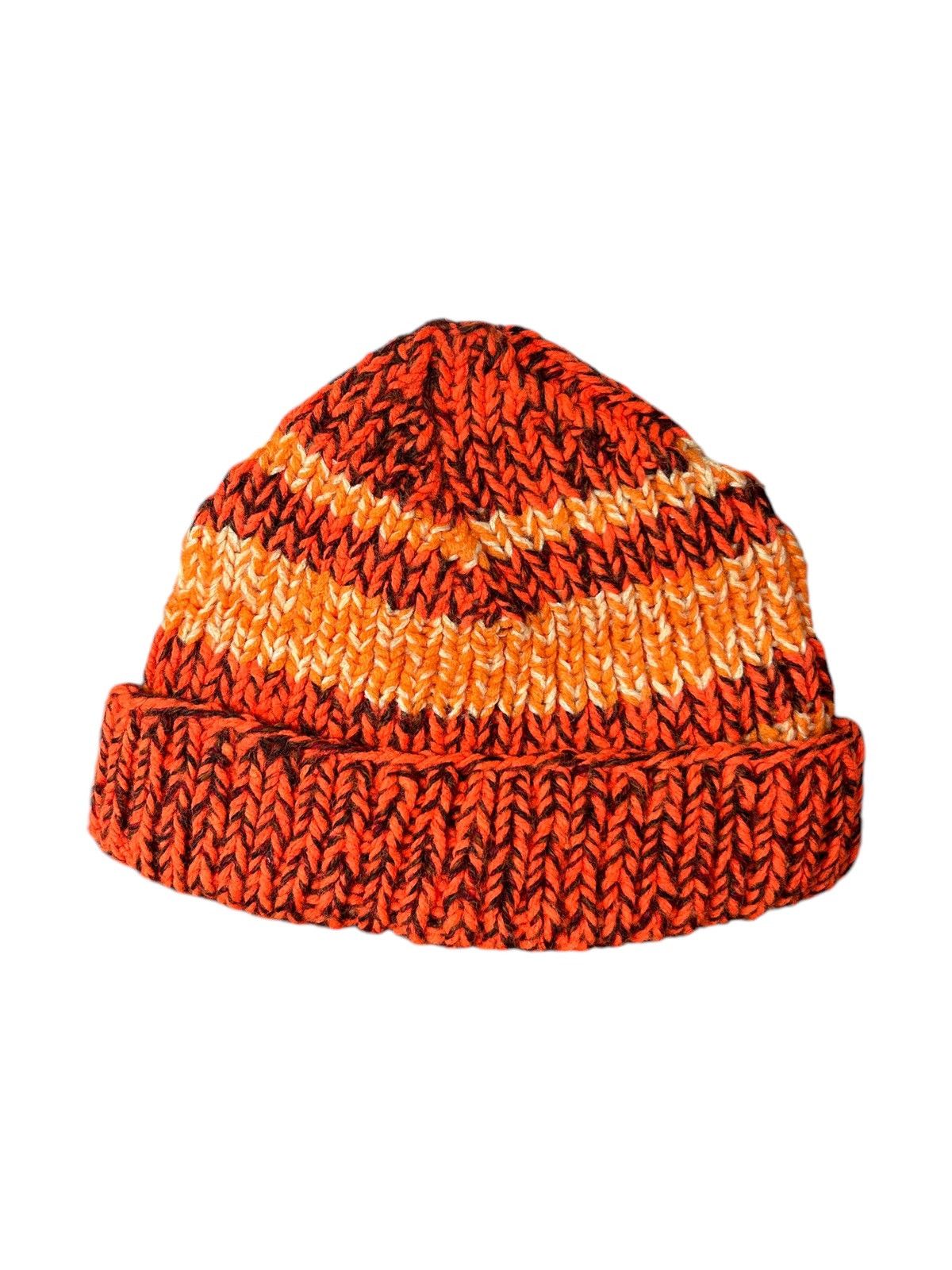 Japanese Brand × Kapital × Vintage Orange Crochet Knitted handmade Beanie Hats Rare☠️☠️ Size ONE SIZE - 1 Thumbnail