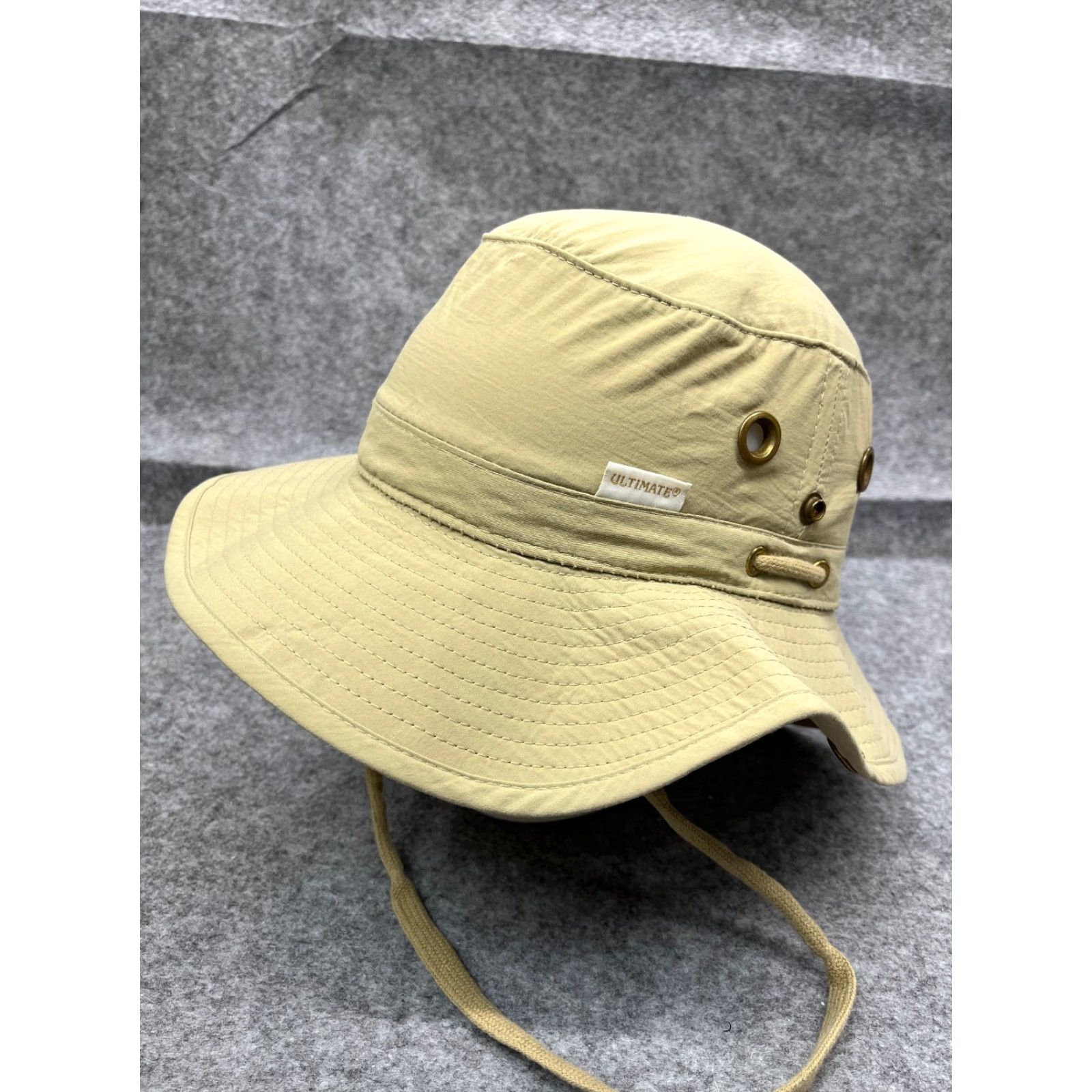 Vintage Ultimate Bucket Sun Hat 7 1/4 Beige Nylon 3 Ply Supplex Camp Made USA Adult Size ONE SIZE - 4 Thumbnail