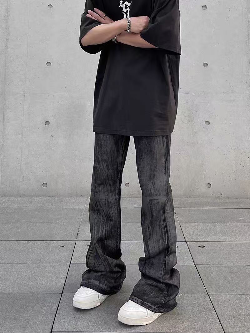 Japanese Brand × Jean High Street Waxed Coated Aged Black Micro Flare Jeans Size US 32 / EU 48 - 2 Thumbnail
