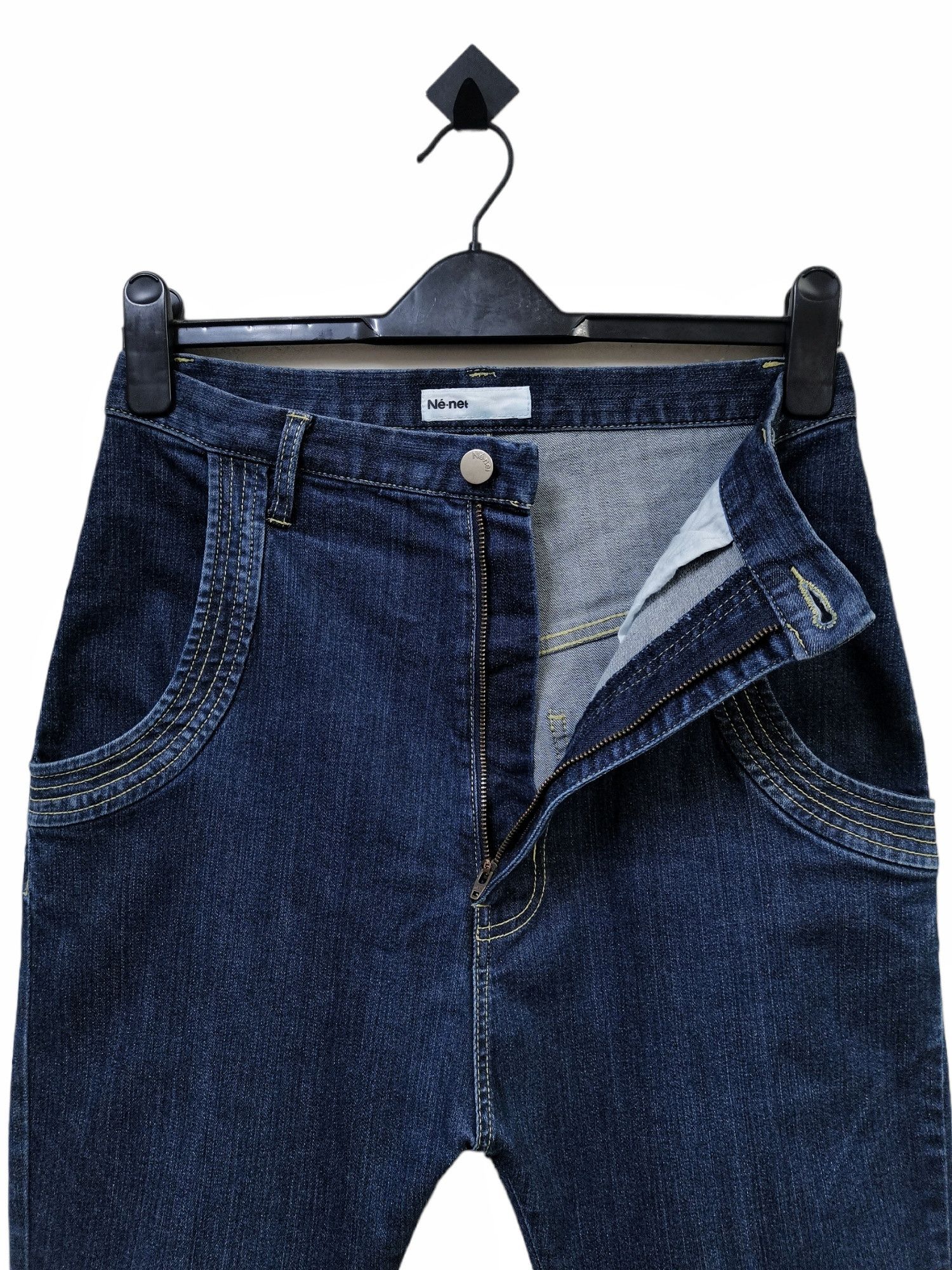 Issey Miyake × Ne-Net NE-NET ISSEY MIYAKE DROP CROTCH JEANS EMBROIDERY DESIGN RARE Size US 29 - 19 Thumbnail