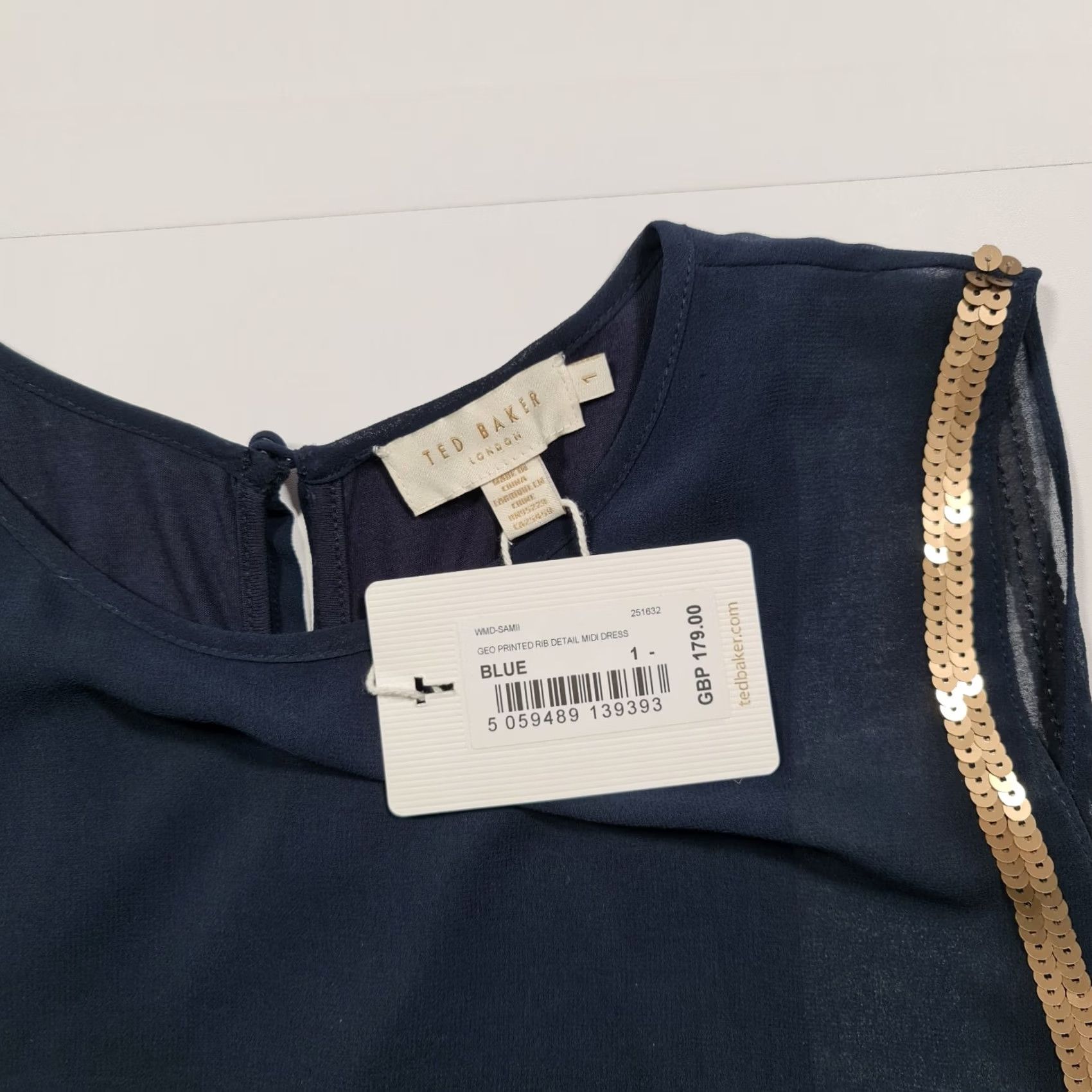 Ted Baker Ted Baker Womens Dress Navy Blue 8 UK Sleeveless Knee Length Sequinned Size M / US 6-8 / IT 42-44 - 4 Thumbnail