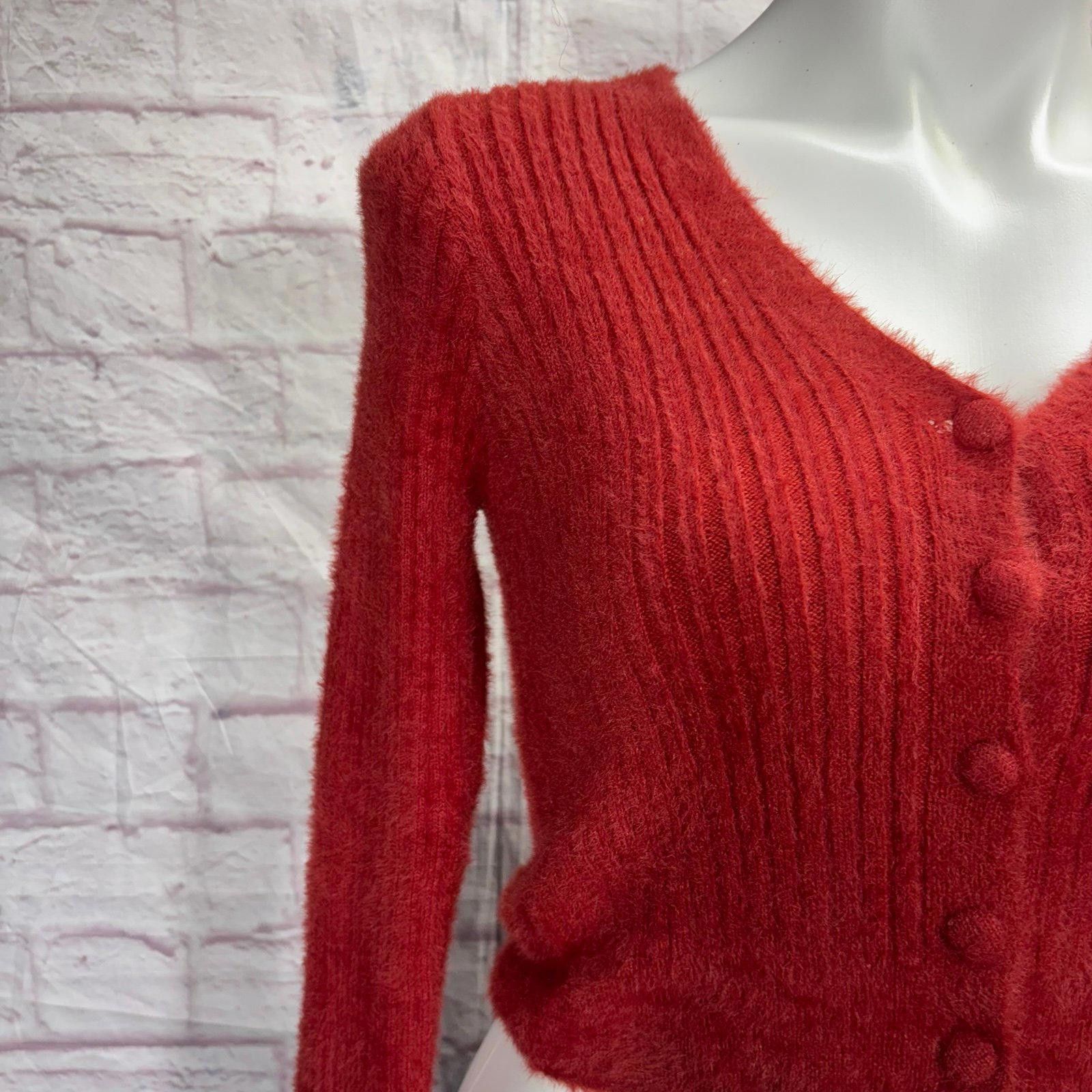 Forever 21 Forever 21 Red Cropped Sweater Size XS Size XS / US 0-2 / IT 36-38 - 3 Thumbnail